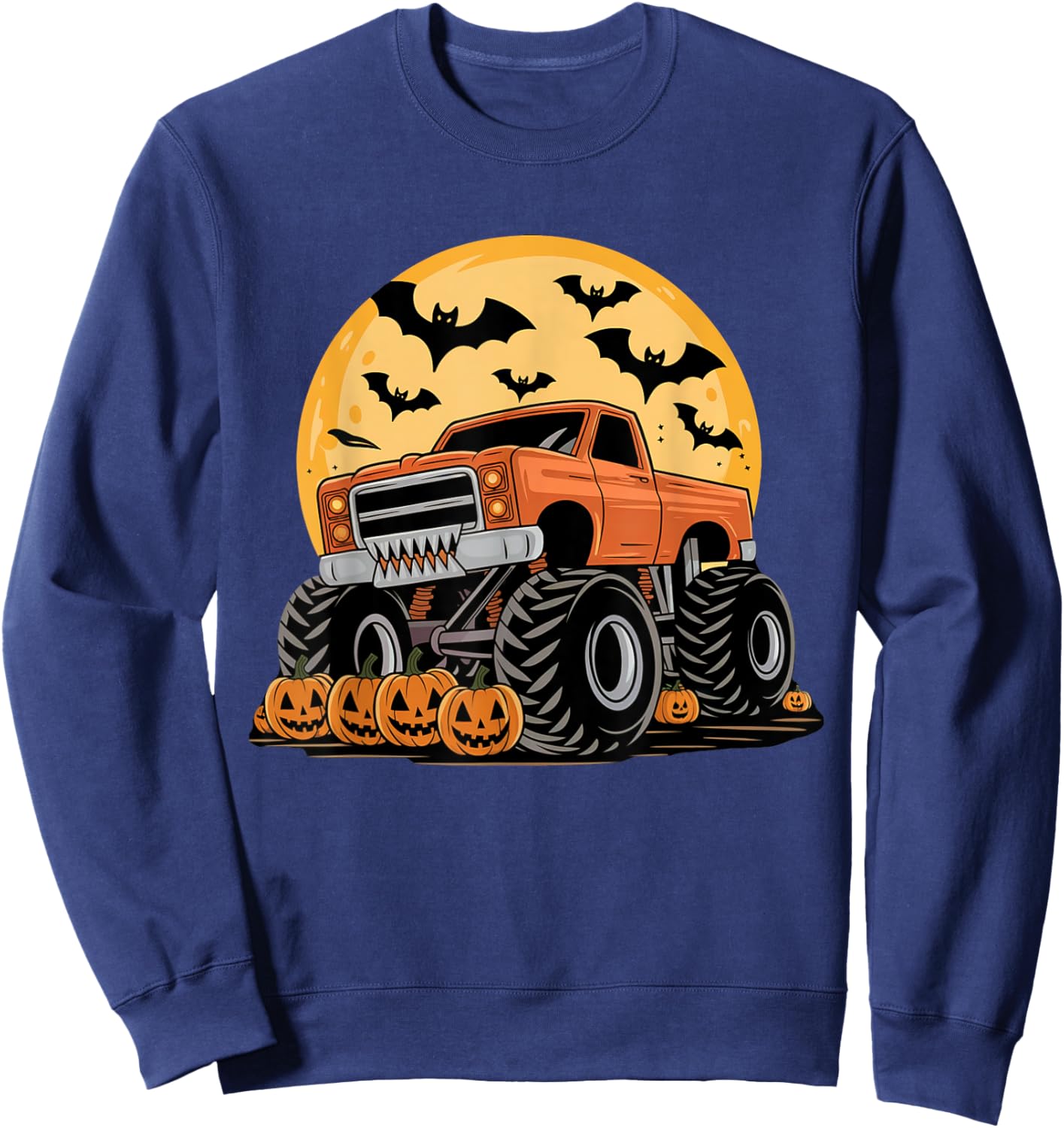 Halloween Shirts for Kids Boys Monster Truck Pumpkins Sweatshirt - Sweatshirt | Navy
