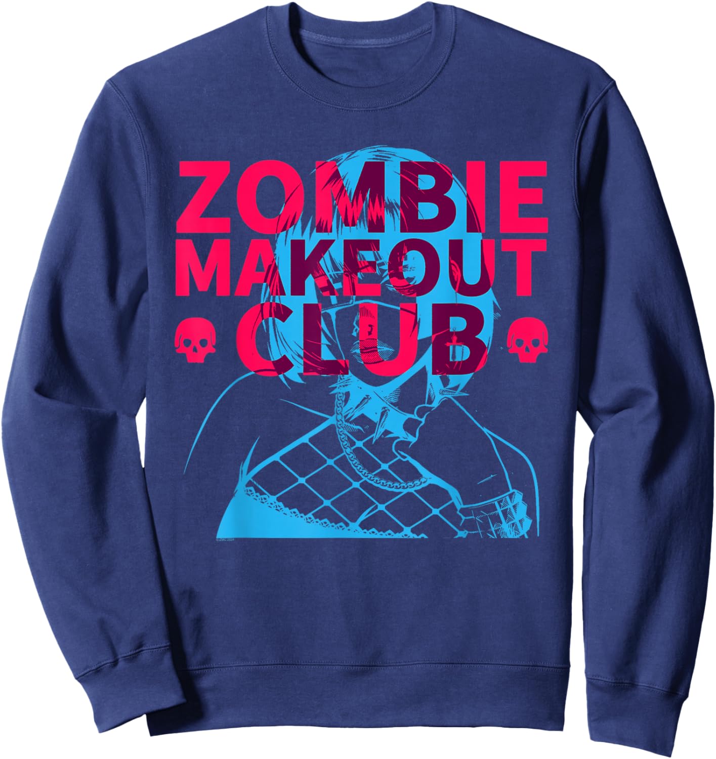 Zombie Makeout Club Punk Girl Overlap Sweatshirt - Sweatshirt | Navy