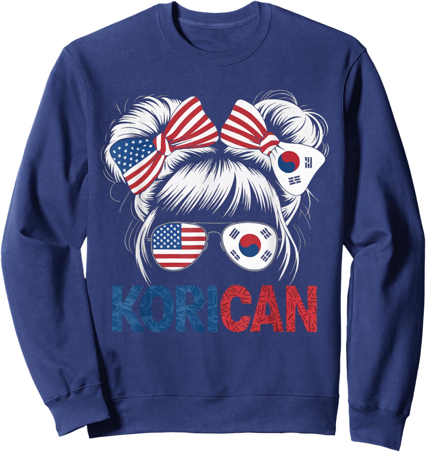 Half American Half Korean USA Flag South Korea America Sweatshirt - Sweatshirt | Navy