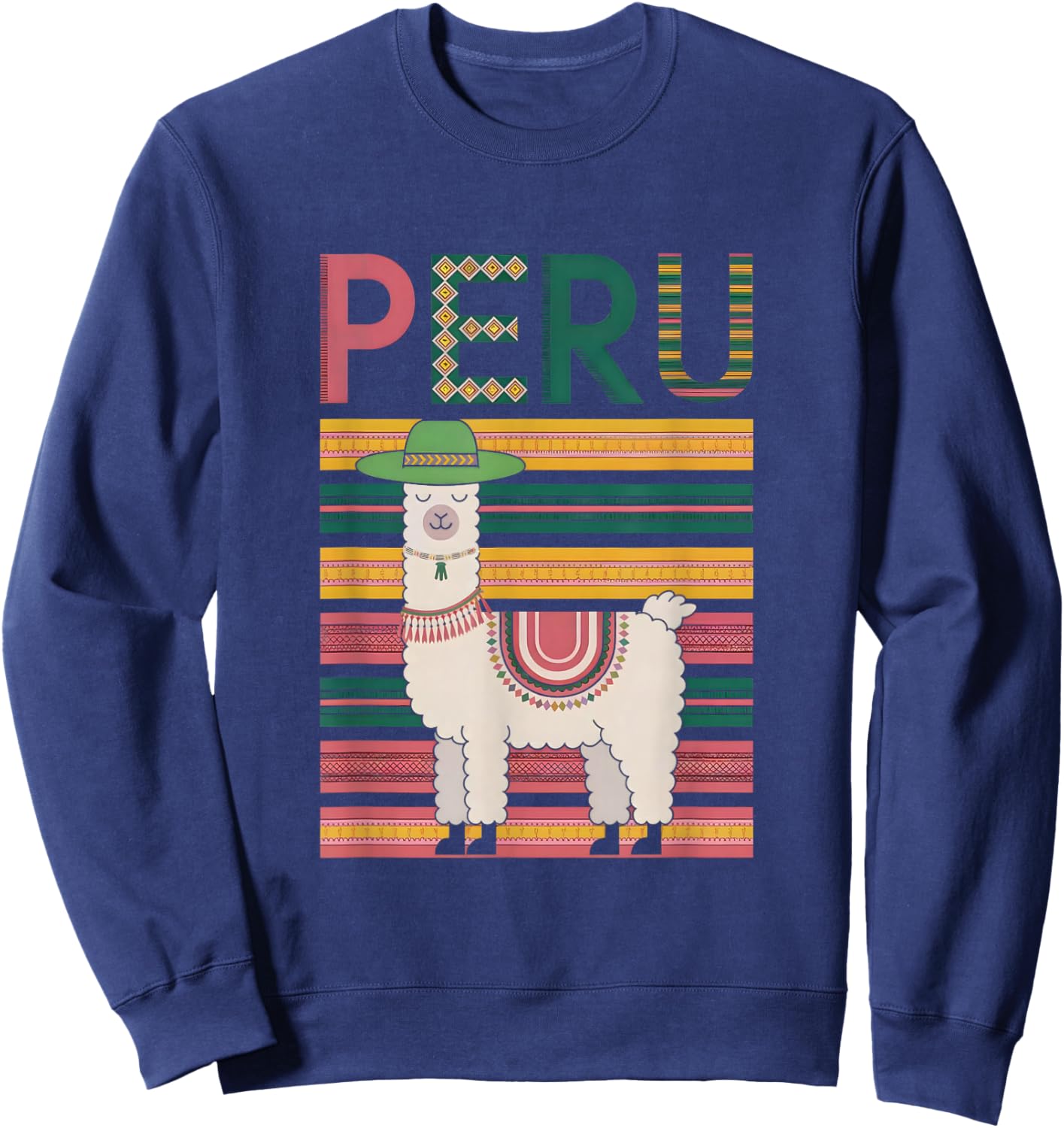 Cute Peruvian Llama from Peru - Fun Peru Design Sweatshirt - Sweatshirt | Navy
