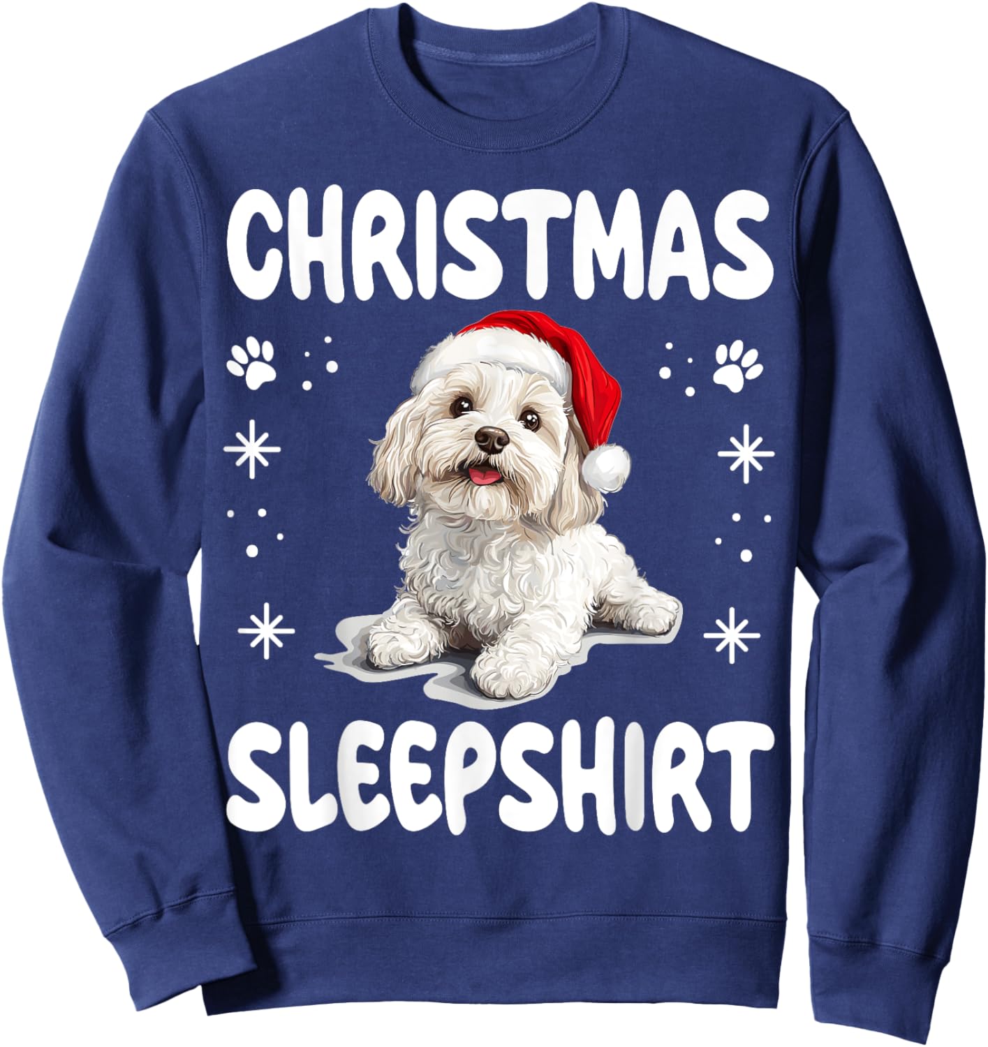 Bolognese dog Dog Nightgown Pajama Christmas Sleepshirt Sweatshirt - Sweatshirt | Navy