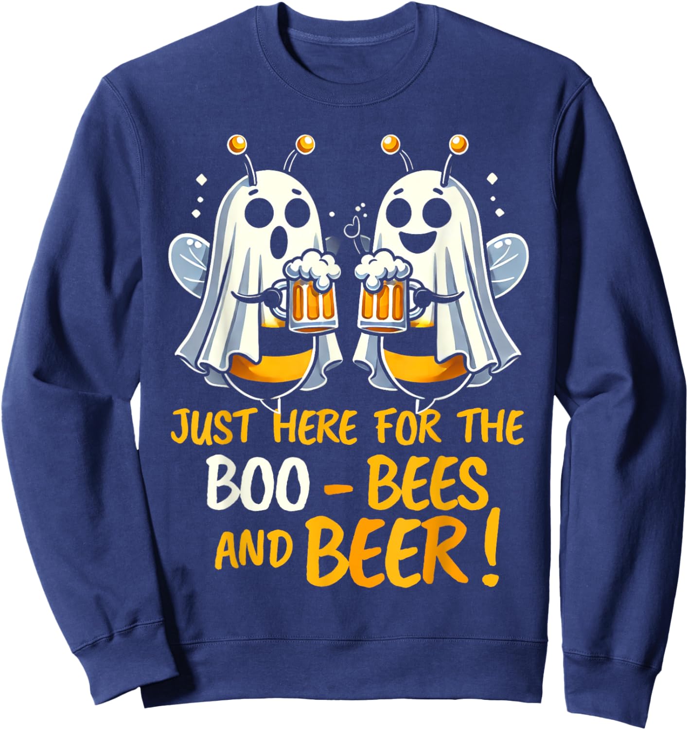 Just Here For The Boo Bees and Beer Halloween person men Sweatshirt - Sweatshirt | Navy