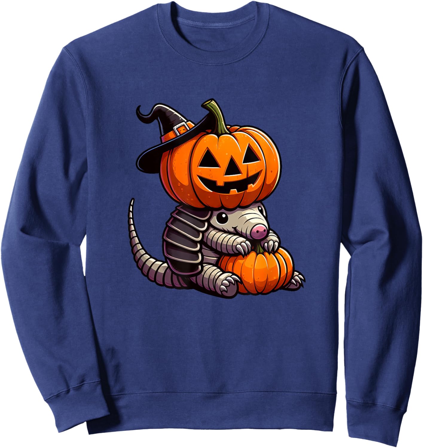 Cute Halloween Armadillo Witch Cartoon Sweatshirt - Sweatshirt | Navy