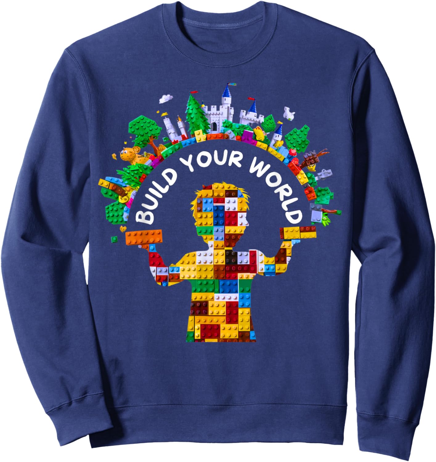 Master Builder Kids Building Blocks Brick Toys Birthday Boys Sweatshirt - Sweatshirt | Navy