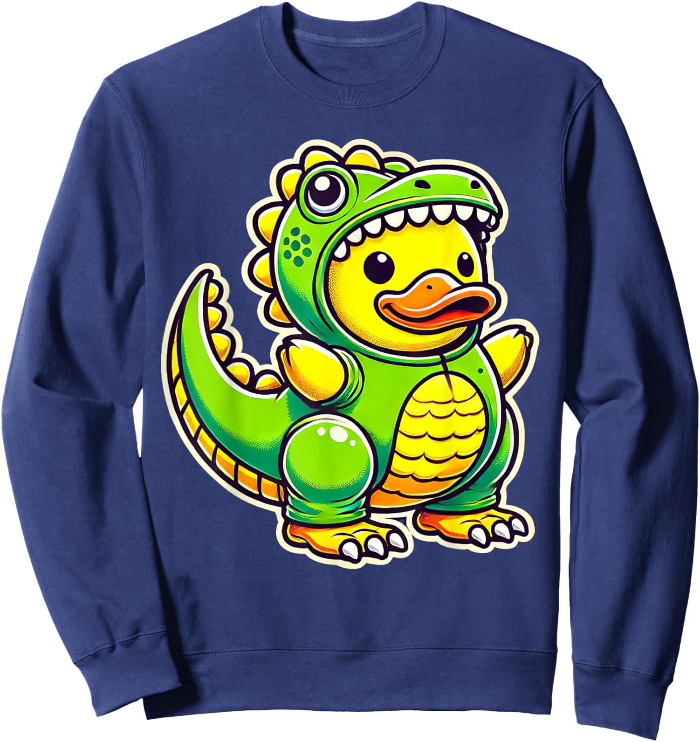 Funny Yellow Rubber Duck Dinosaur Dino Duck Halloween Boys Sweatshirt - Sweatshirt | Navy