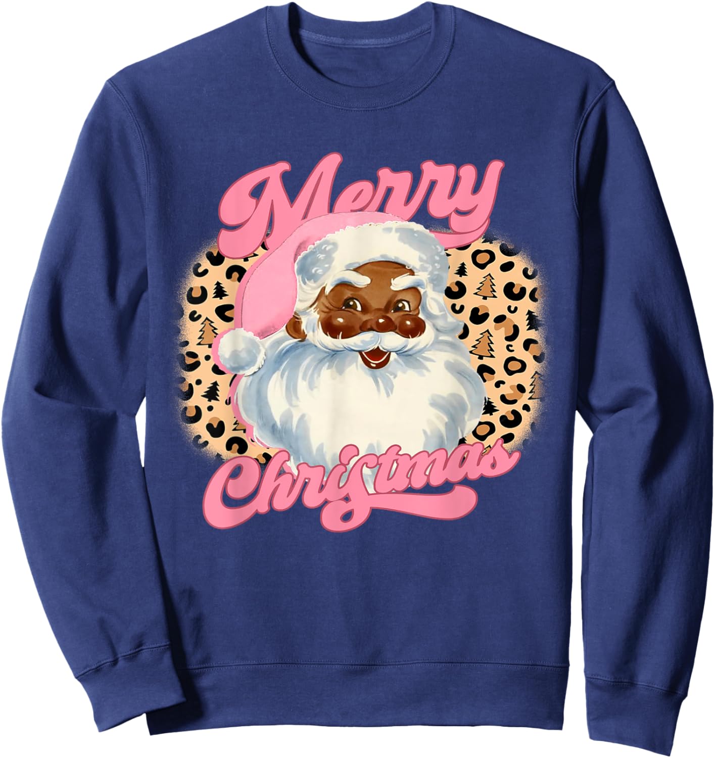 Christmas Santa Claus Black Xmas African American Women Girl Sweatshirt - Sweatshirt | Navy