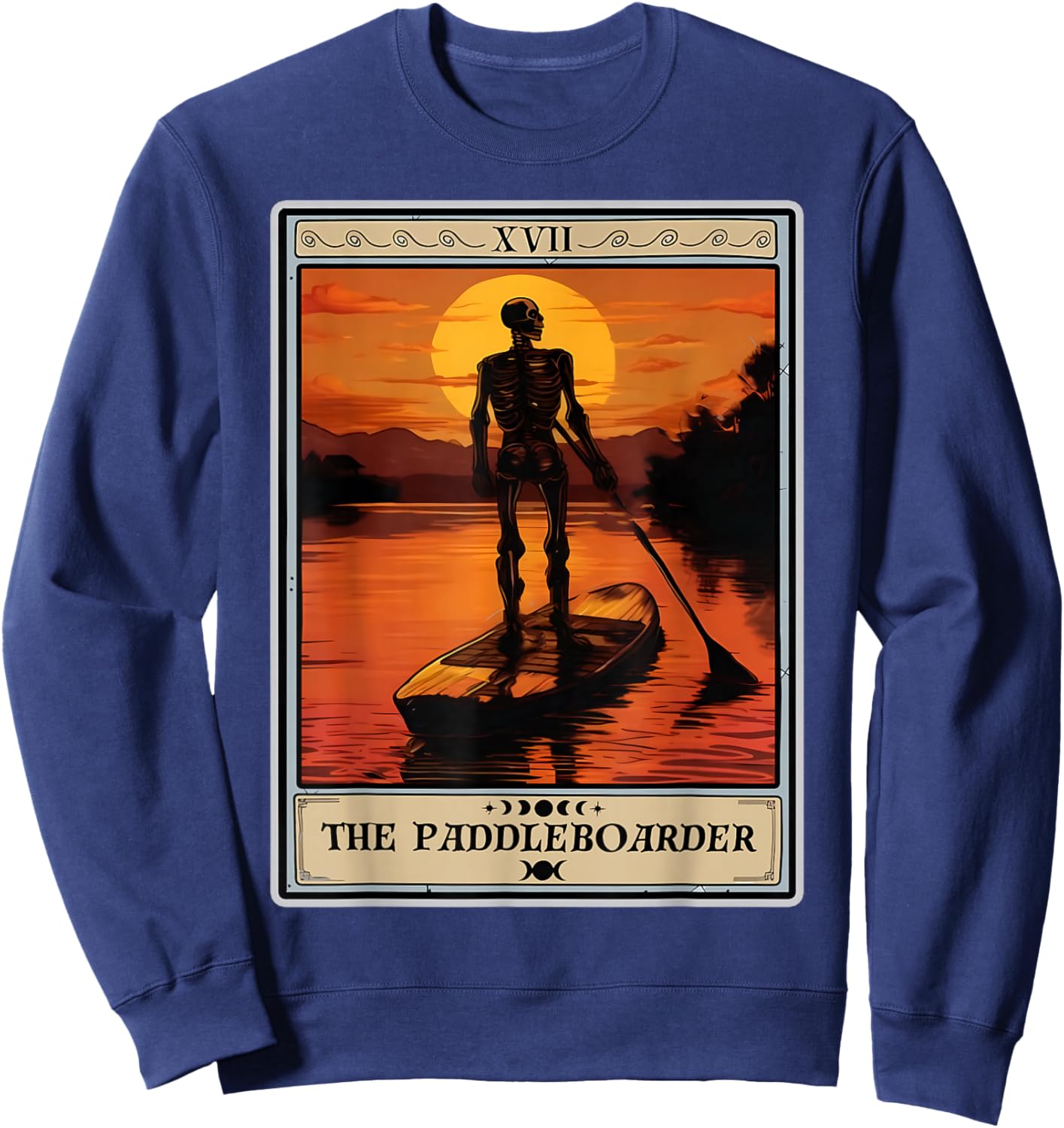 The Paddleboarder Tarot Card Skeleton Paddle Board Lover Sweatshirt - Sweatshirt | Navy