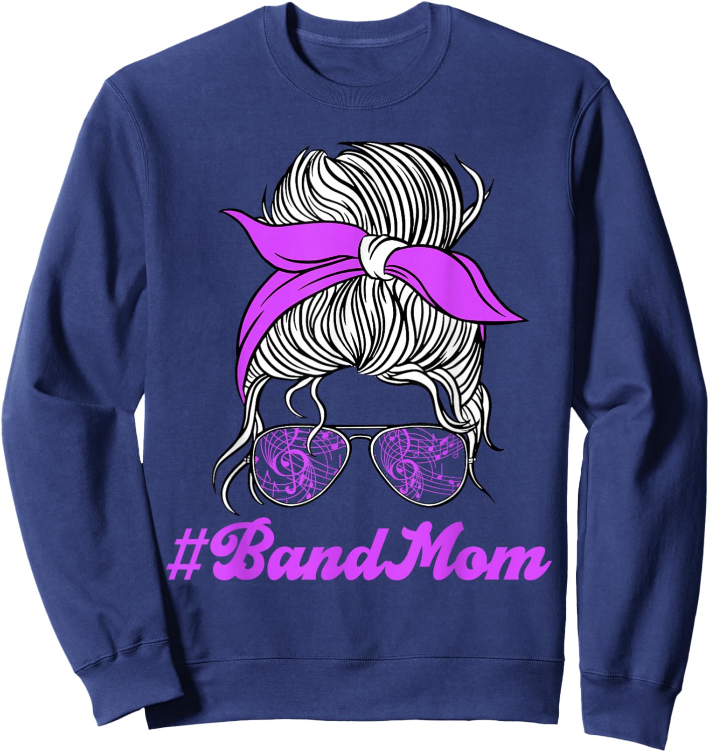 Messy Bun Band Mom Marching Band Mama Women Sweatshirt - Sweatshirt | Navy