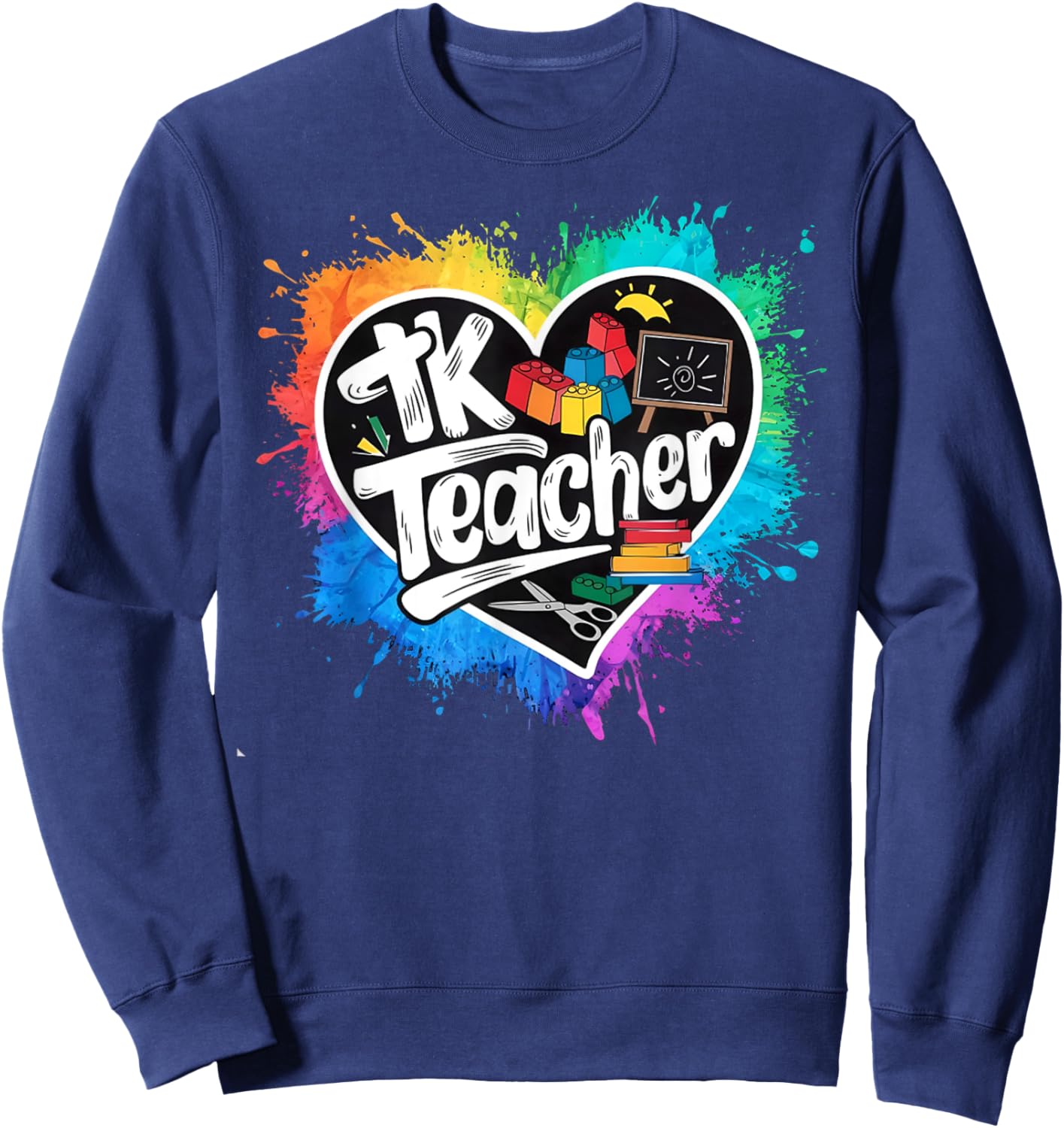 TK Teacher Transitional Kindergarten Heart Back To School Sweatshirt - Sweatshirt | Navy