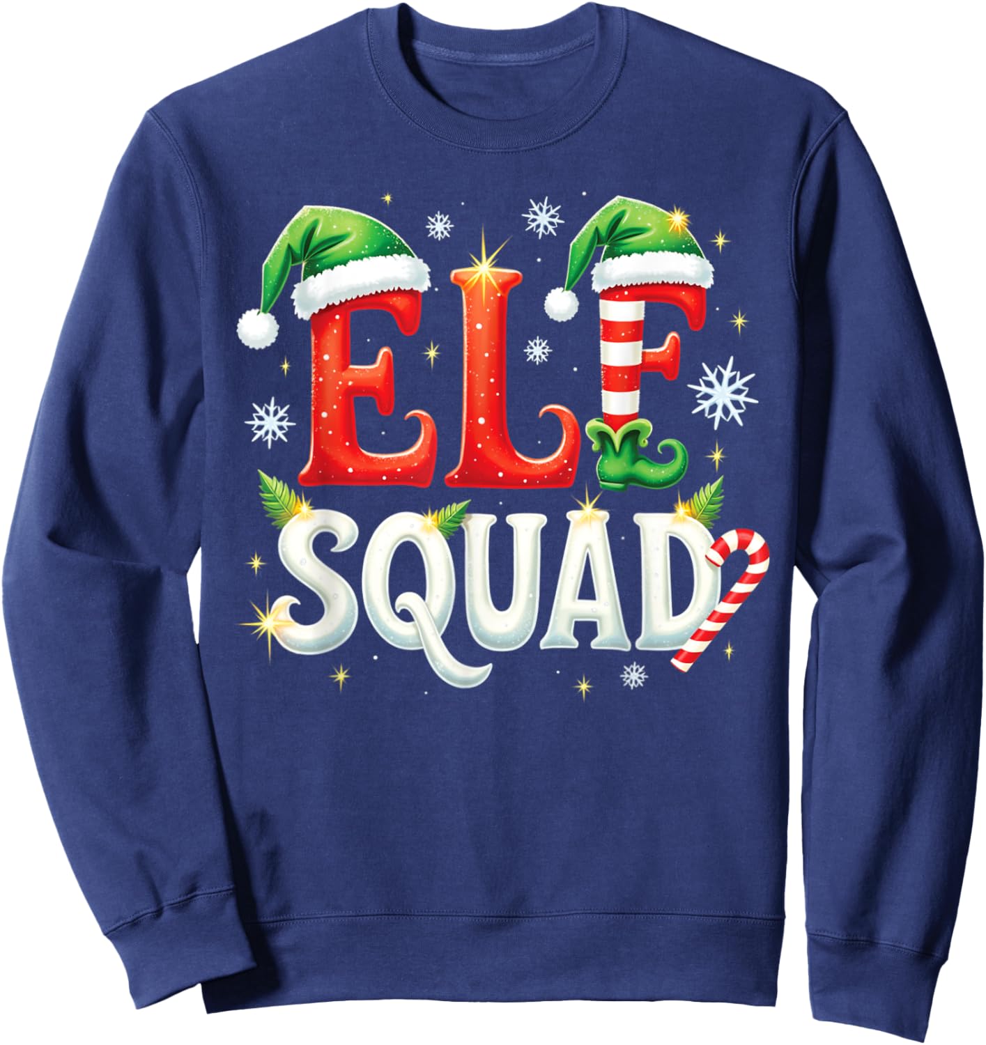 Elf Family Christmas Matching Pajamas Xmas Elf Squad Sweatshirt - Sweatshirt | Navy