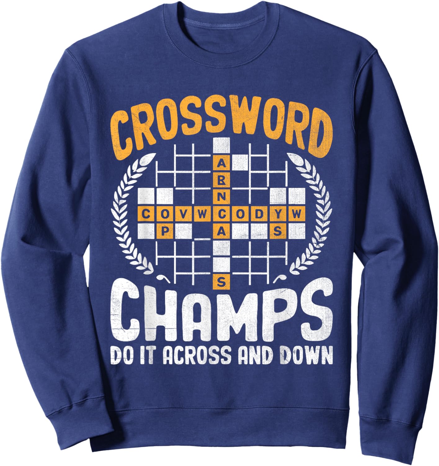 Funny Vintage Crossword Puzzle Solvers Word Nerd Lover Sweatshirt - Sweatshirt | Navy