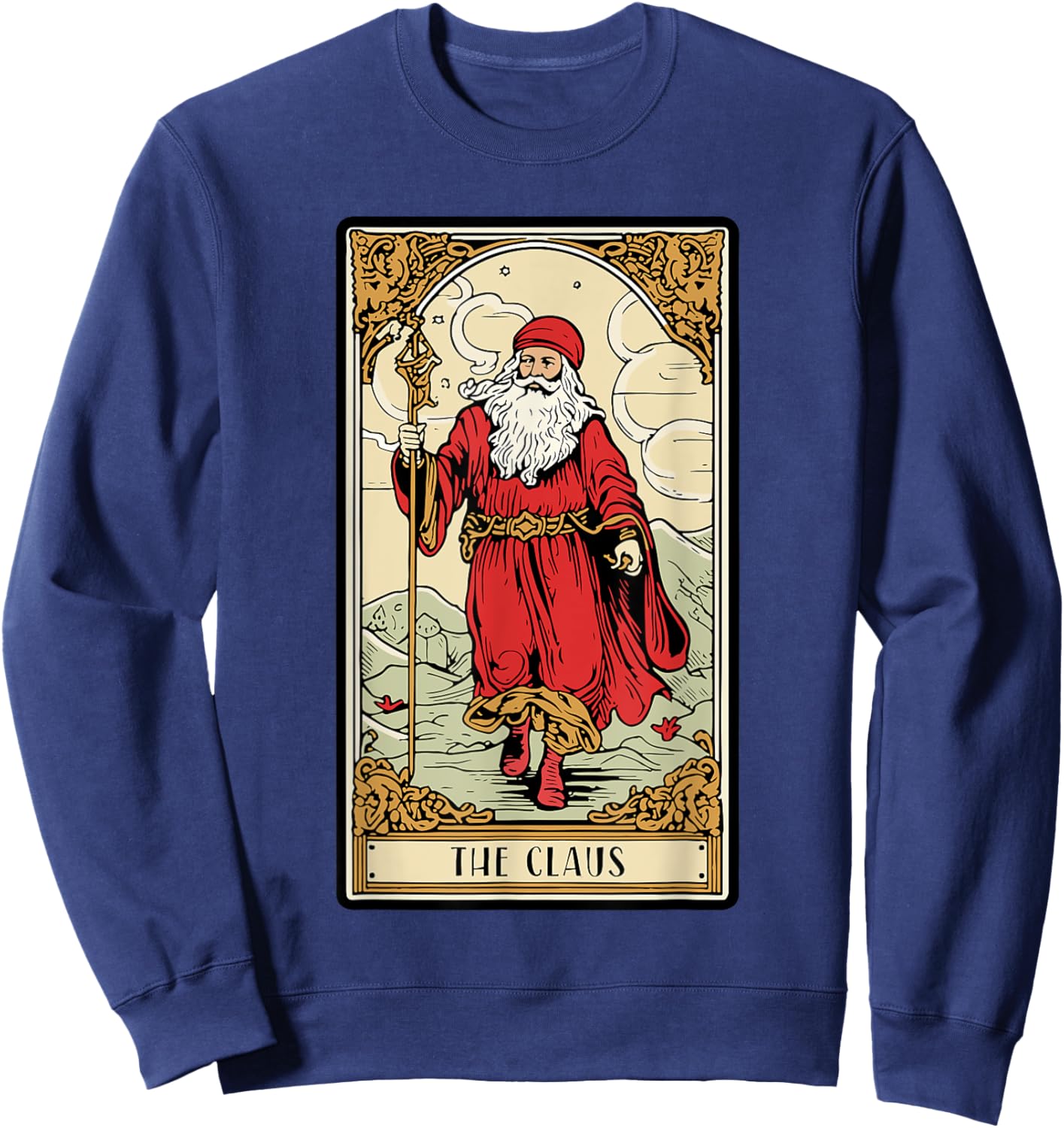 Vintage Santa Claus Card Christmas Aesthetic Mystical Sweatshirt - Sweatshirt | Navy