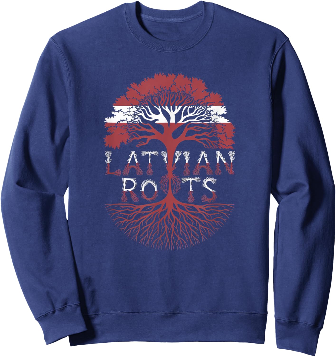 Latvian Roots - Latvia Flag Colors Family Tree Souvenir Sweatshirt - Sweatshirt | Navy