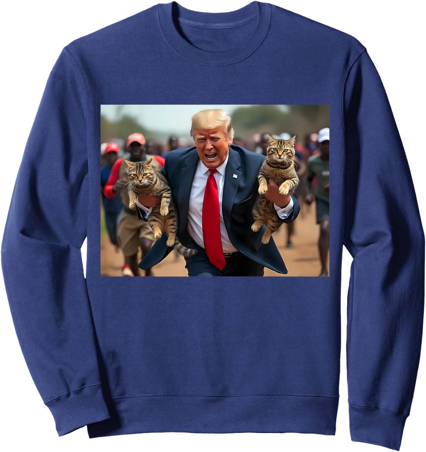 Make Cats Safe Again - Trump Holding Cat - Pets For Trump Women Sweatshirt - Sweatshirt | Navy