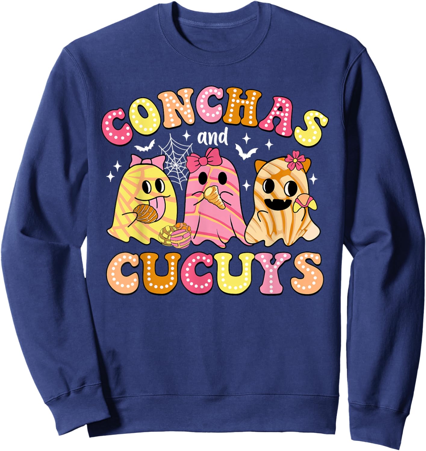 Conchas And Cucuys Ghost Mexican Spanish Halloween Sweatshirt - Sweatshirt | Navy