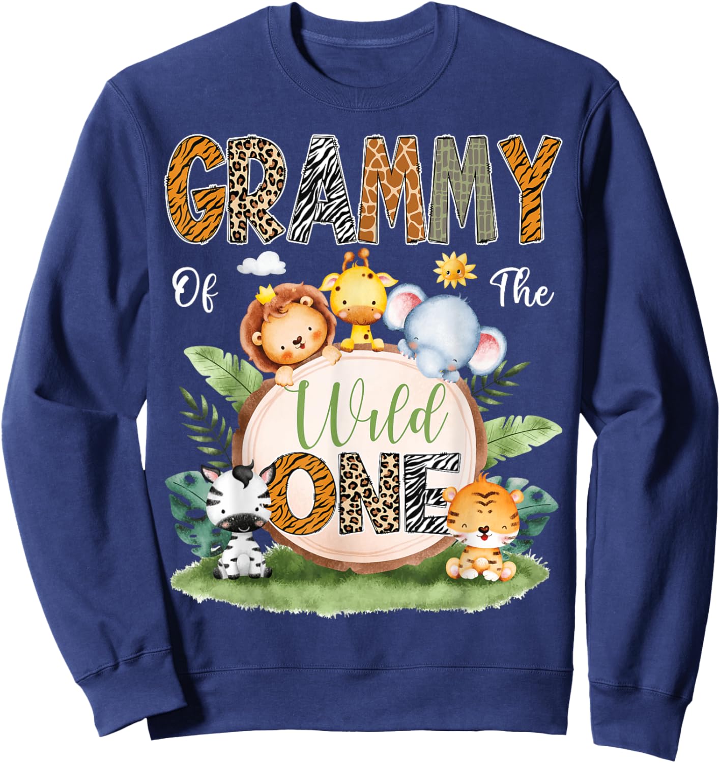 Grammy Of The Wild One 1St Birthday Kids Safari Jungle Sweatshirt - Sweatshirt | Navy