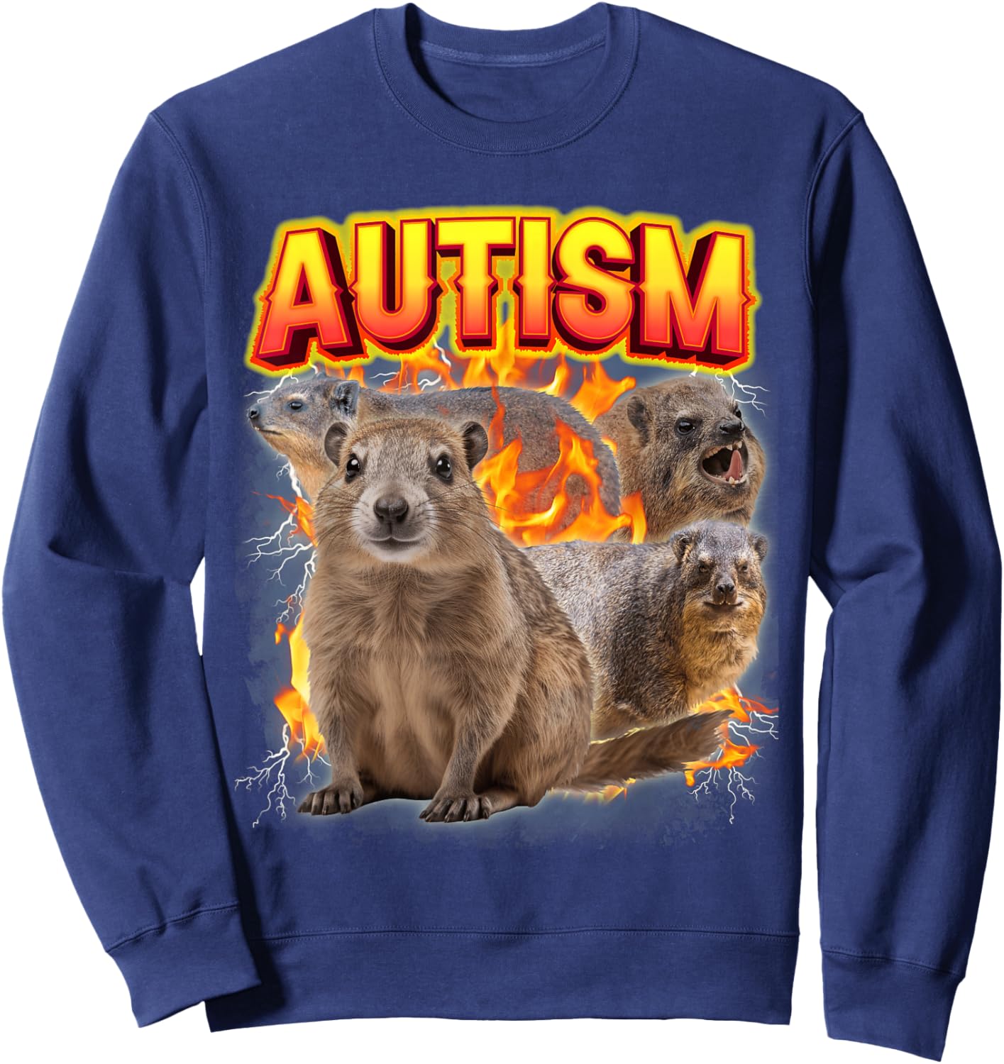 Autism Rock Hyrax inappropriate Funny Oddly Specific Meme Sweatshirt - Sweatshirt | Navy
