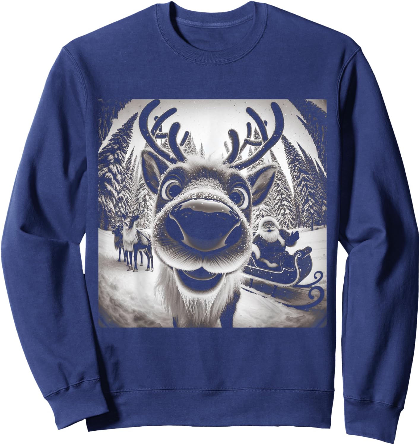 Funny Reindeer Selfie Christmas Sweatshirt - Sweatshirt | Navy