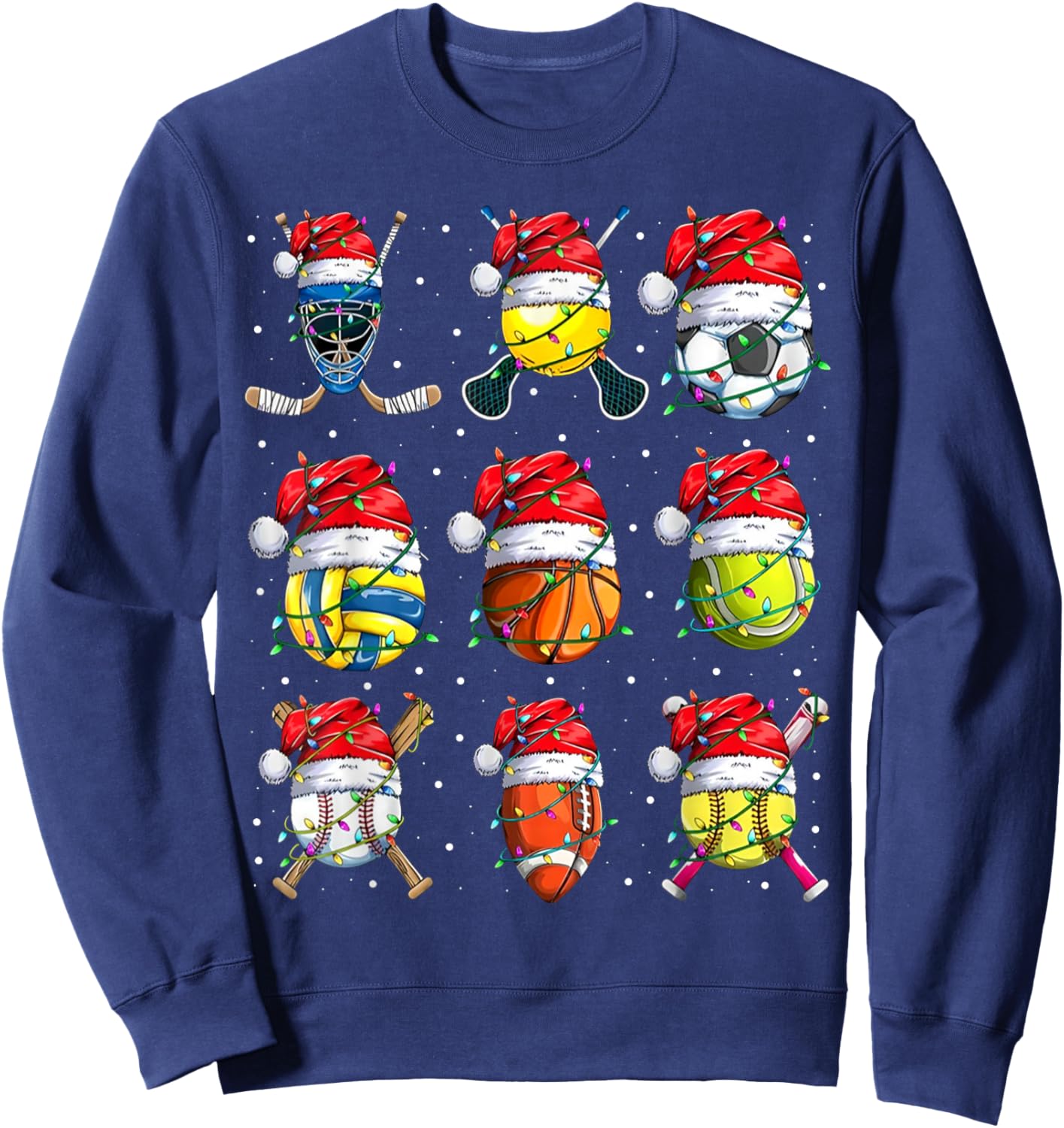 Santa Sports Design Boys Christmas Sport Ball Player Sweatshirt - Sweatshirt | Navy