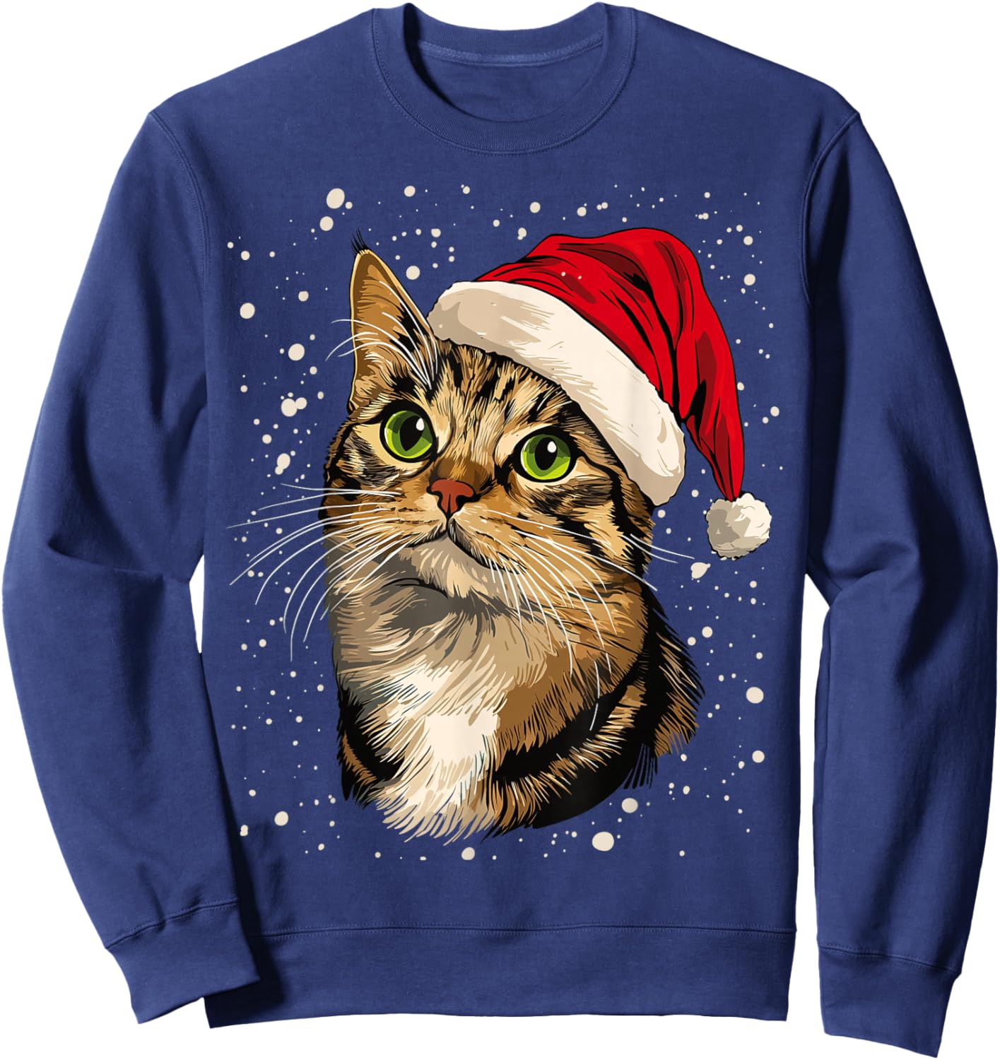 Christmas Cat Snow Graphic Women Kids Sweatshirt - Sweatshirt | Navy