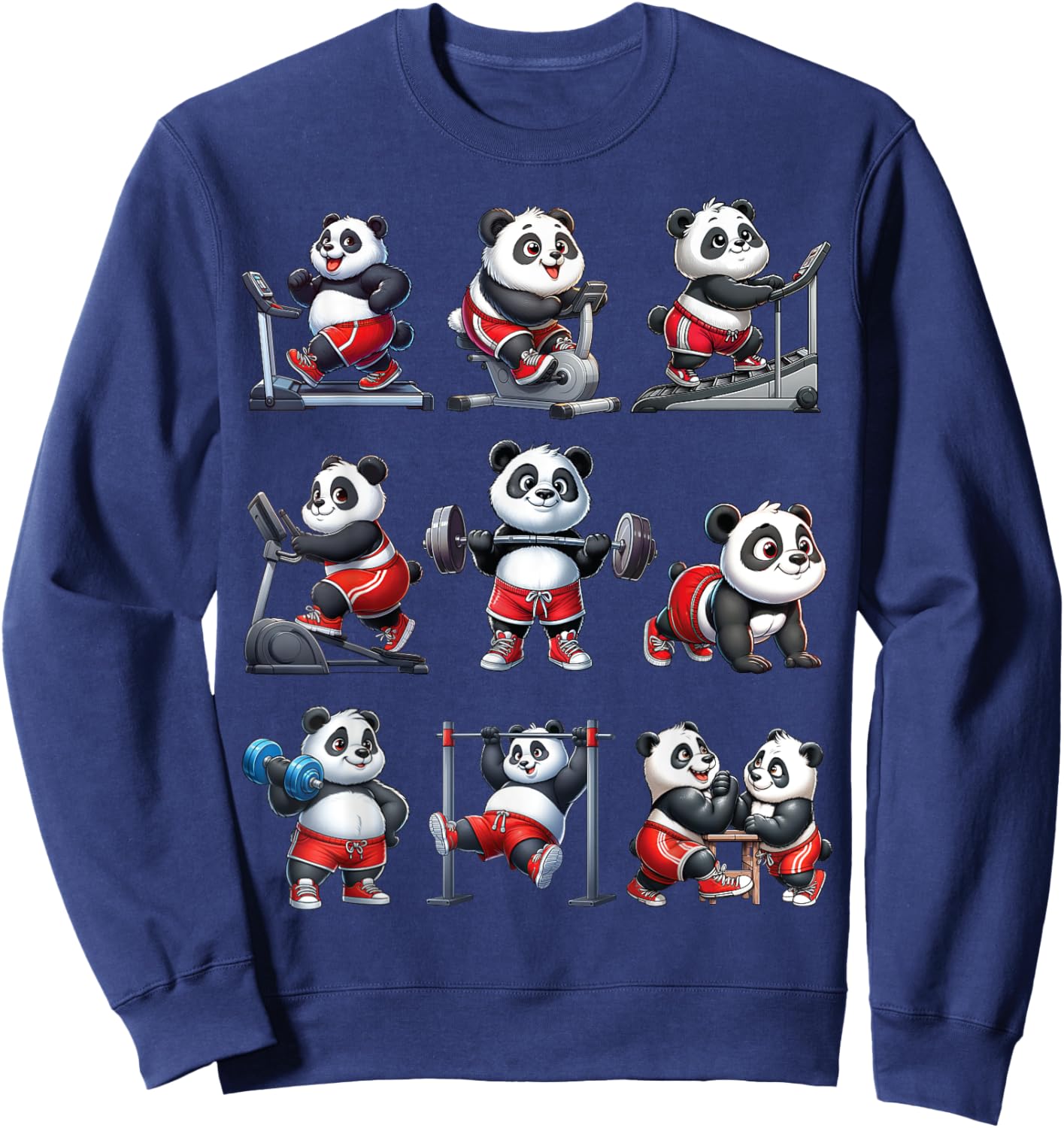 Panda Fitness Collection Gym Workout Weightlifting Sport Sweatshirt - Sweatshirt | Navy