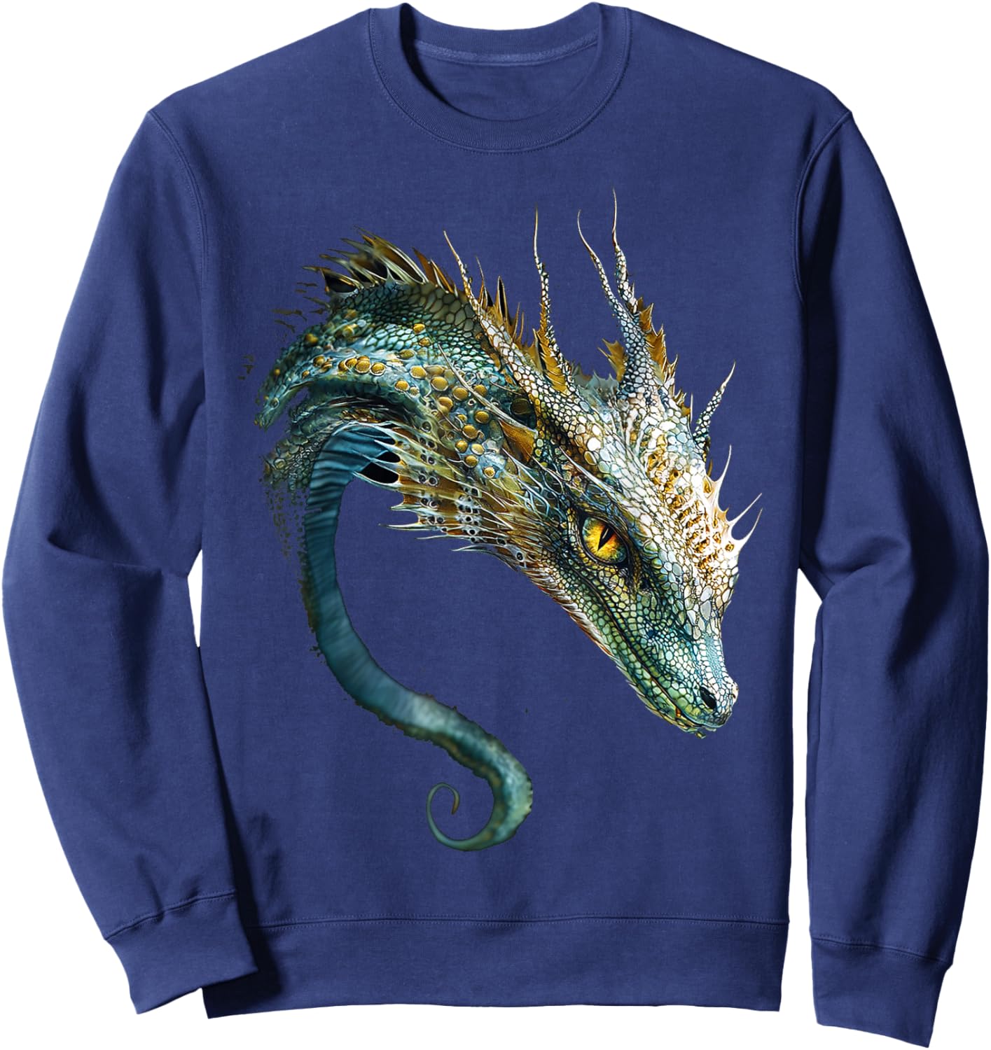 Sea Dragon Motif Mythical Art Sea Dragon Sweatshirt - Sweatshirt | Navy