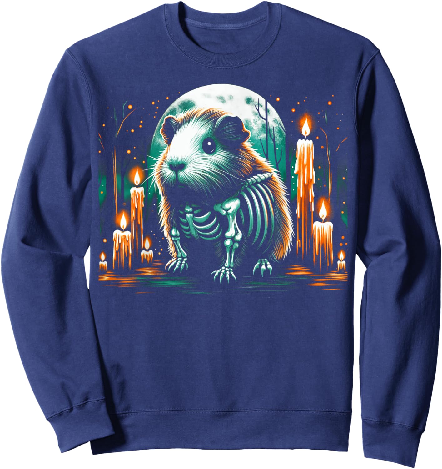 Cool Guinea Pig Skeleton Halloween Christmas Birthday Sweatshirt - Sweatshirt | Navy