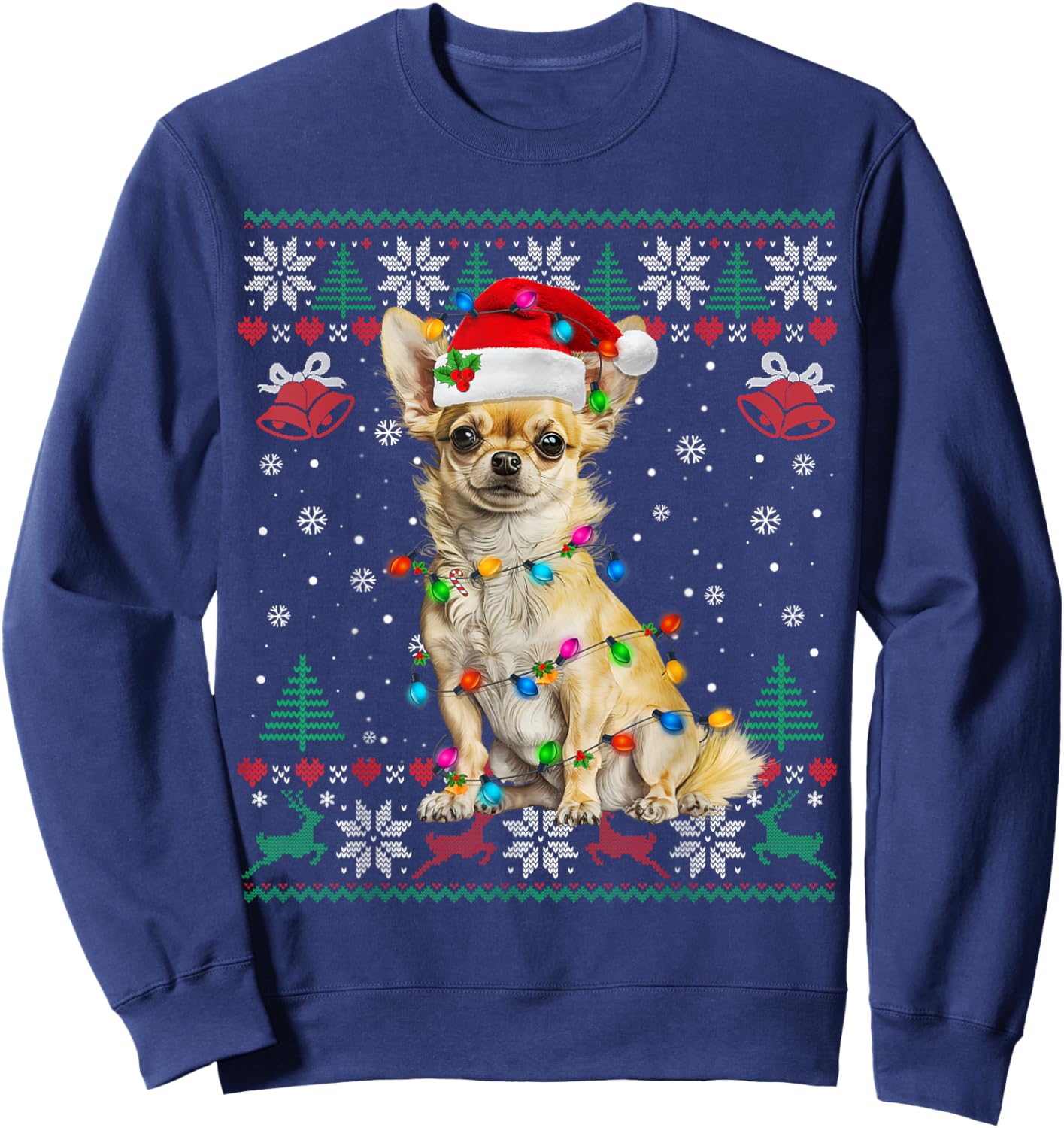 Chihuahua Christmas Santa Ugly Sweater Dog Lover Xmas Sweatshirt - Sweatshirt | Navy