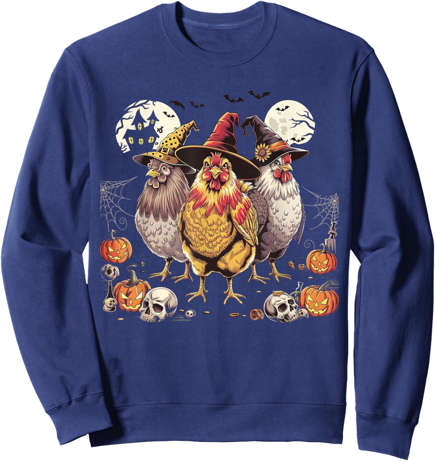 Funny Halloween Chicken Costume Spooky Season Chickens Witch Sweatshirt - Sweatshirt | Navy