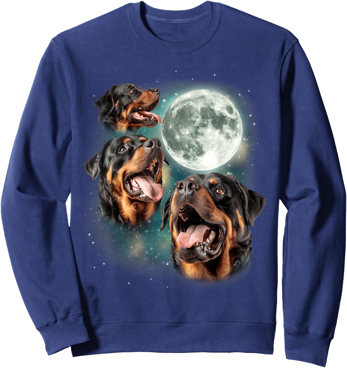 Three Rottweiler Moon | Rottie Lovers 3 Howling Dogs Sweatshirt - Sweatshirt | Navy