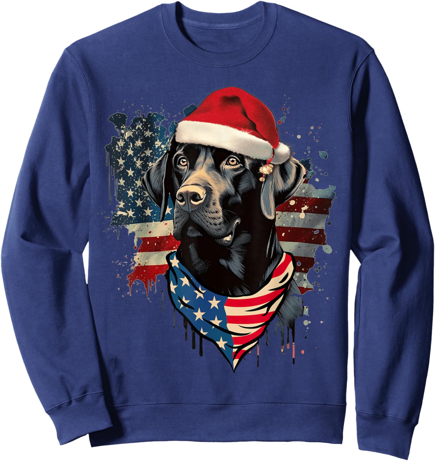 Retro Black Labrador Vintage Santa Christmas Tree Dog Xmas Men Women Kids Sweatshirt - Sweatshirt | Navy