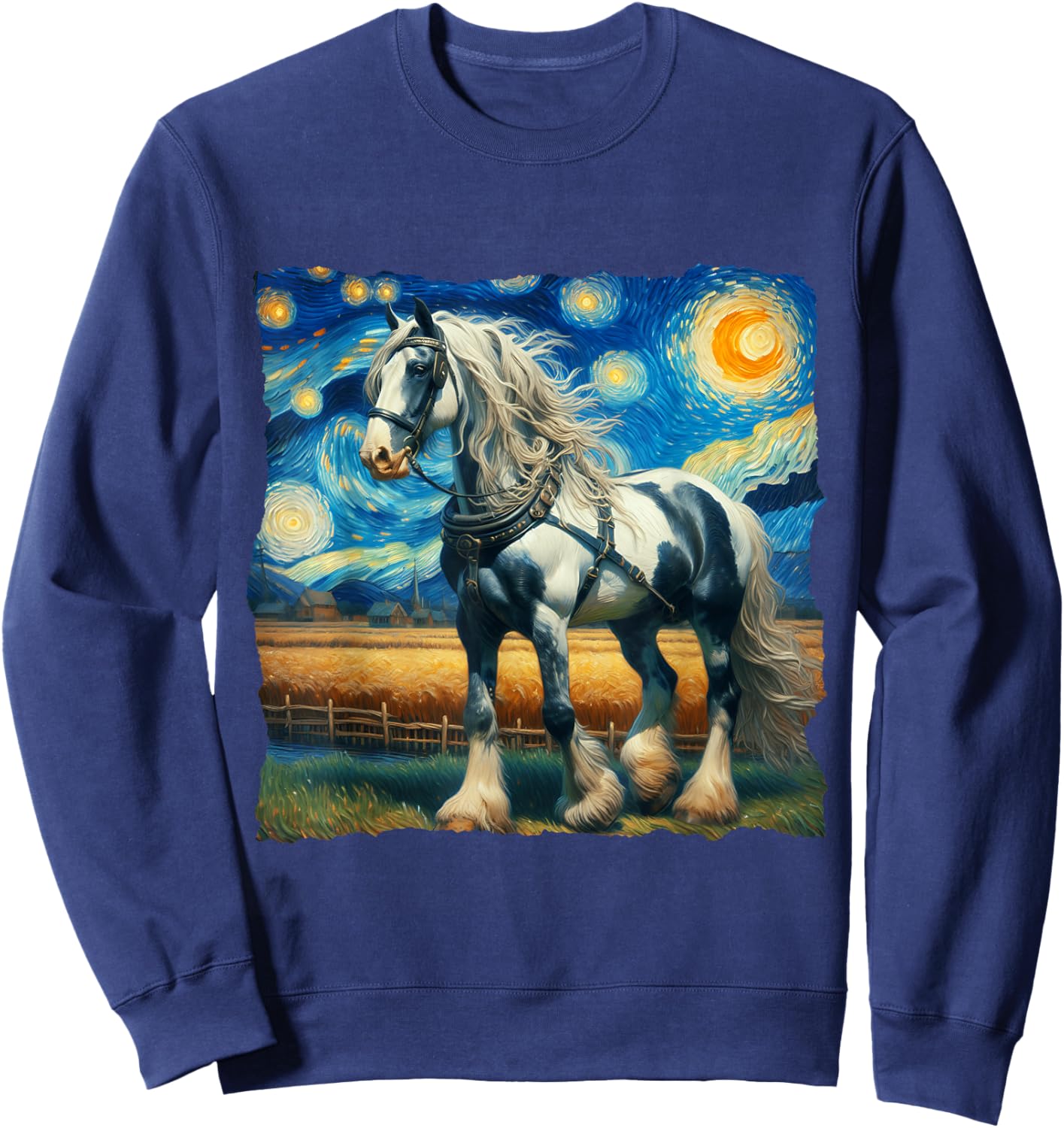 Belgian Draft Starry Night Belgian Draft Horse Sweatshirt - Sweatshirt | Navy