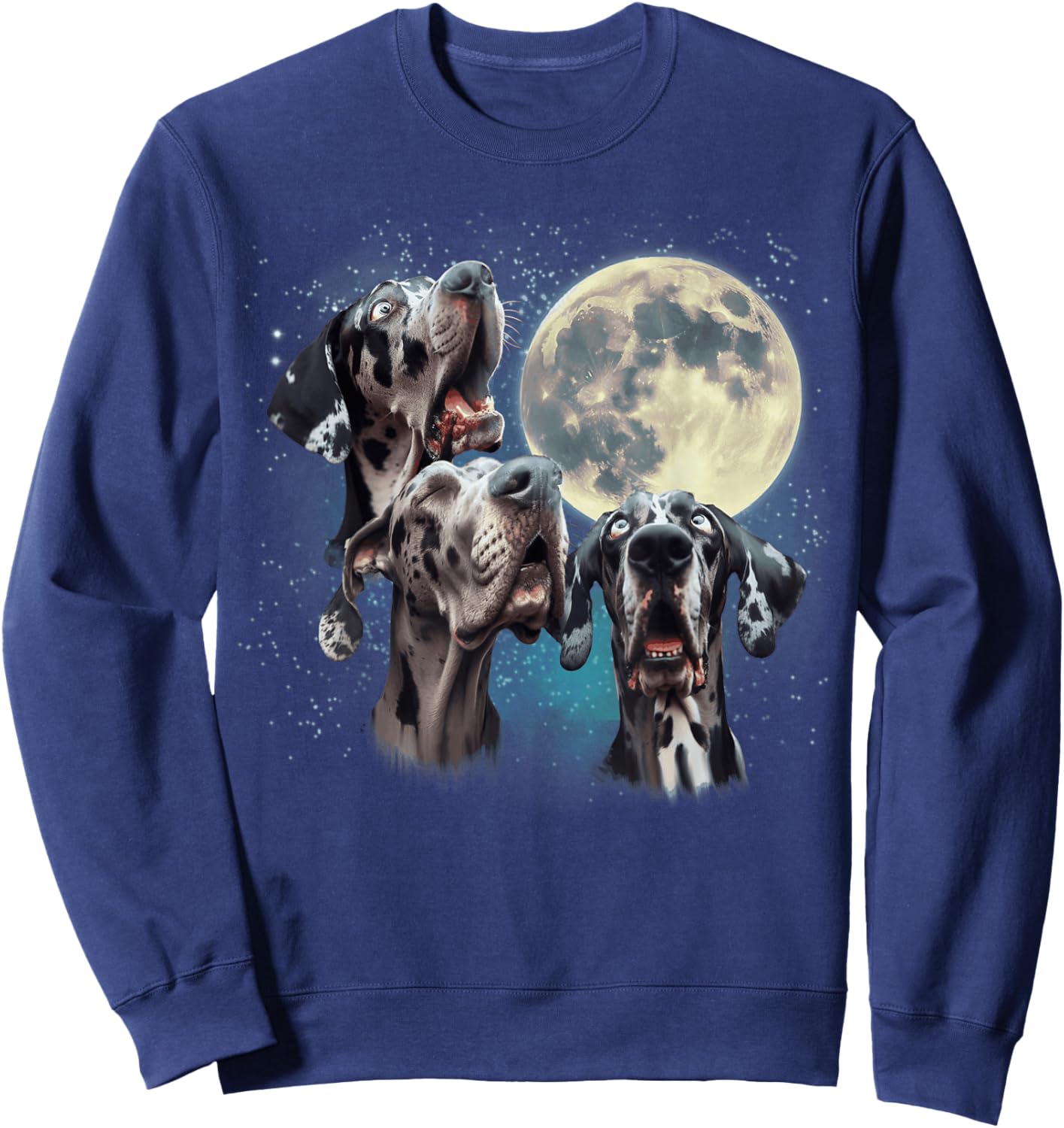 Funny Three Dog Moon, 3 Great Dane Merle Natural, Weird Meme Women Kids Sweatshirt - Sweatshirt | Navy