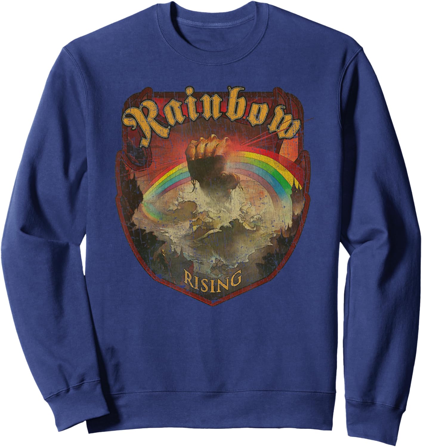 Vintage Rainbow Rising 70s Music Demon Hard Rock Sweatshirt - Sweatshirt | Navy