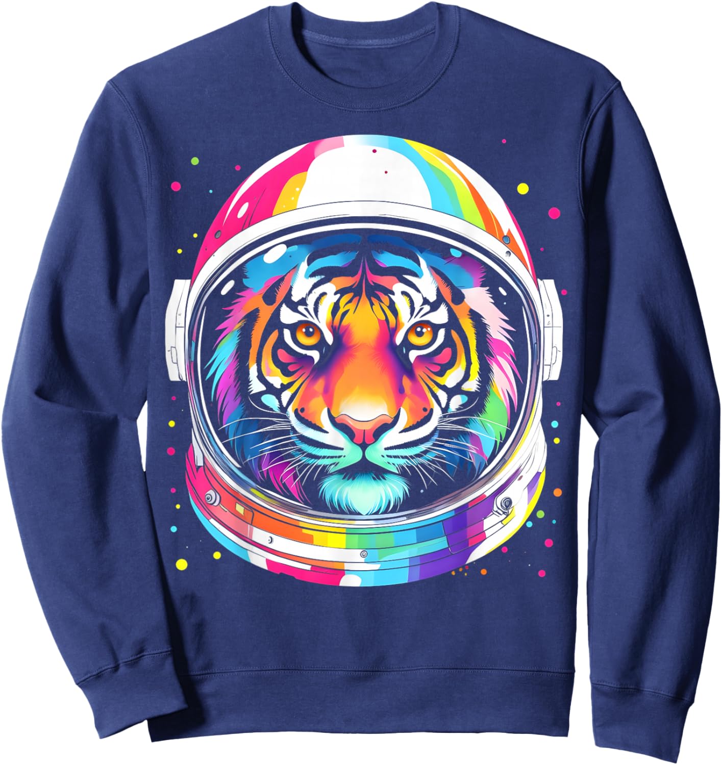 Astronaut Tiger Adventure Vibrant Colorful Space Funny Sweatshirt - Sweatshirt | Navy