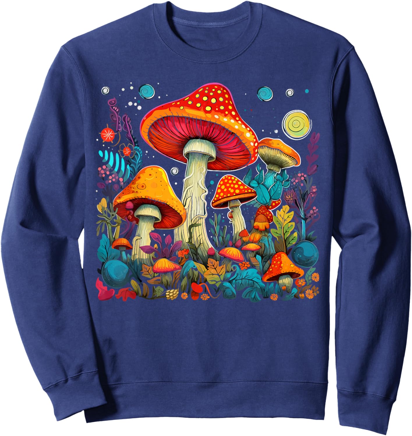 Hippie Mushrooms Psychedelic Forest Fungi Festival Sweatshirt - Sweatshirt | Navy