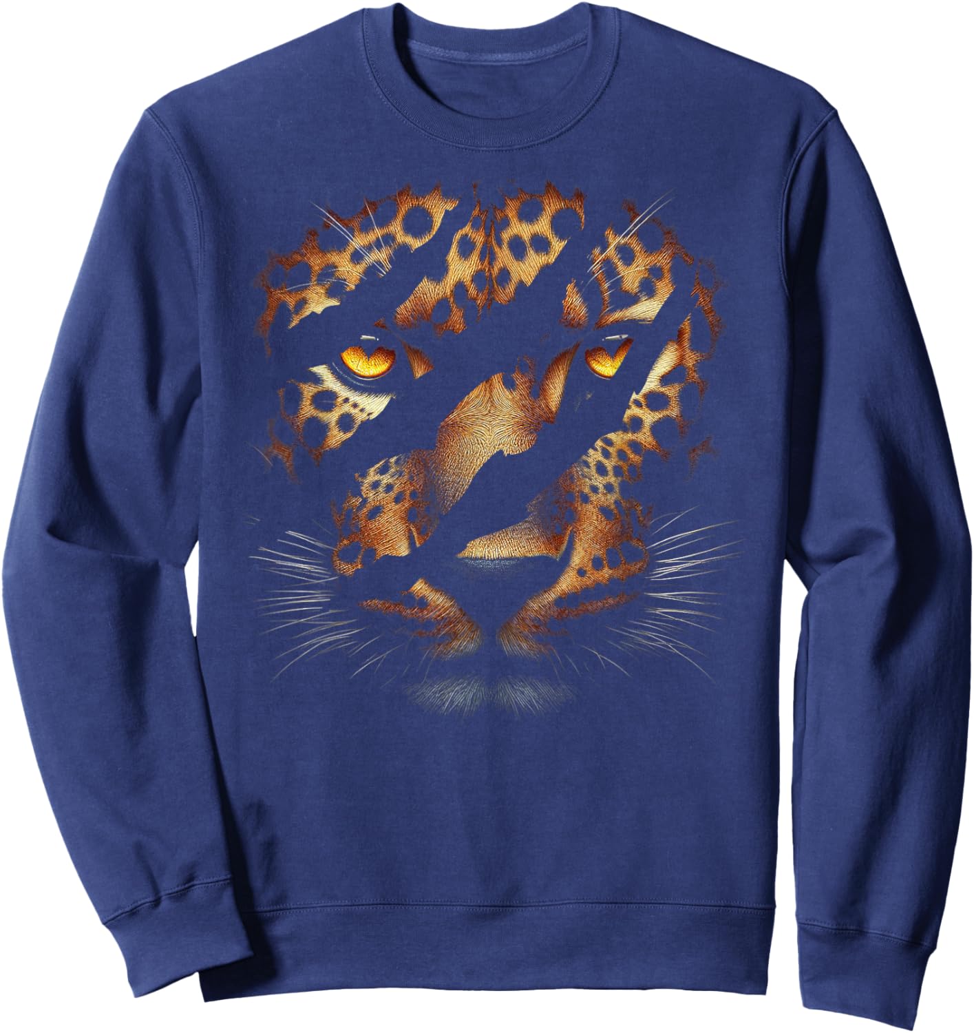 Leopard Cheetah Tiger Leopard Face Lion Cat Sweatshirt - Sweatshirt | Navy