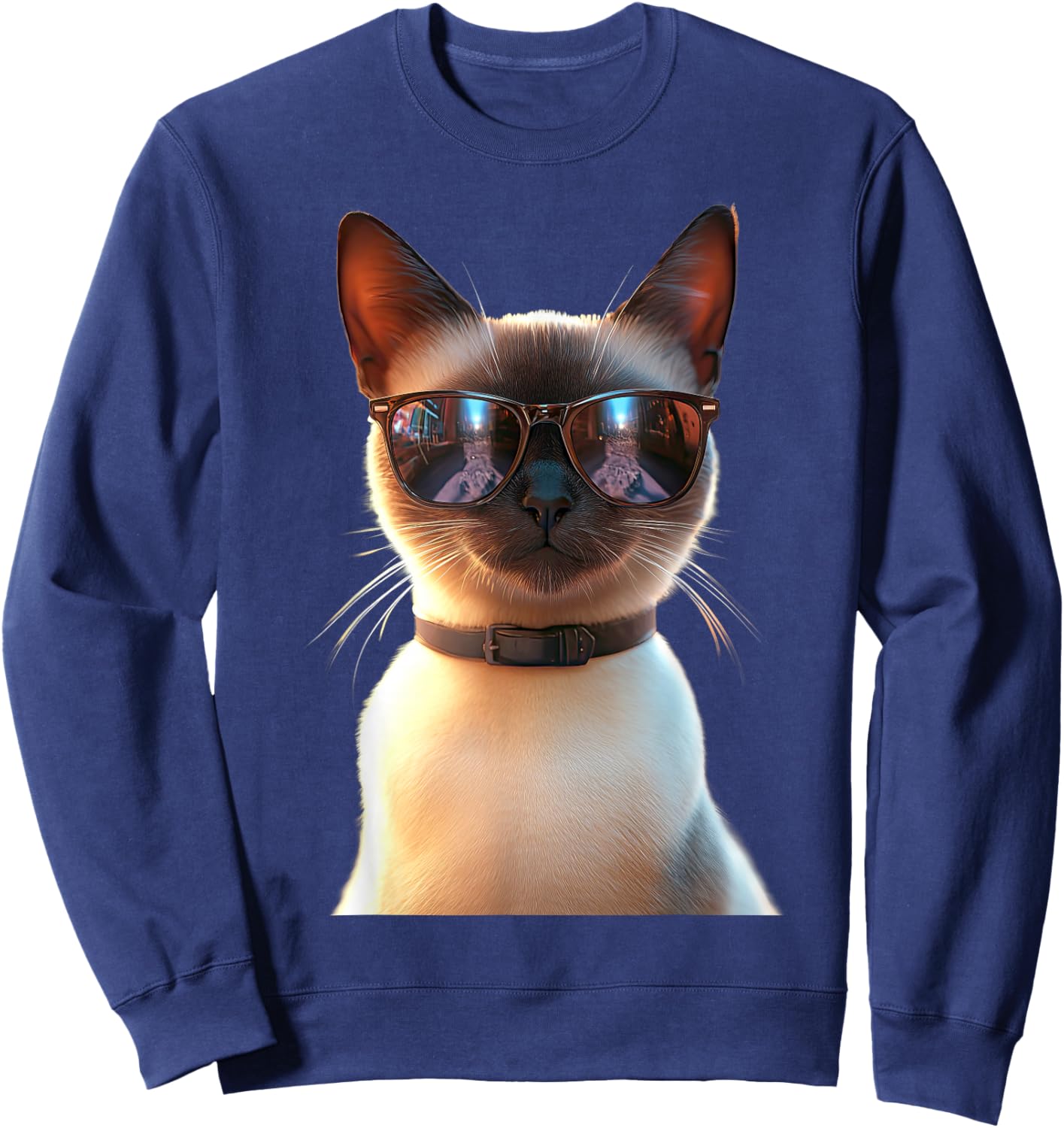 Siamese Cat Kitten Cat Lover Cat Mom Dad Cute Siamese Cats Sweatshirt - Sweatshirt | Navy