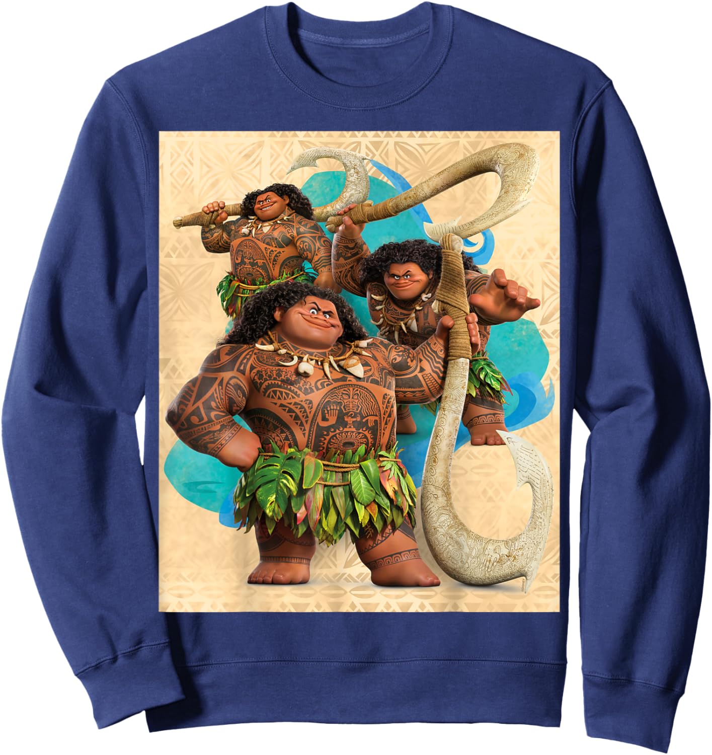 Disney Moana 2 Maui with Fish Hook Heroic Pose Trio Sweatshirt - Sweatshirt | Navy