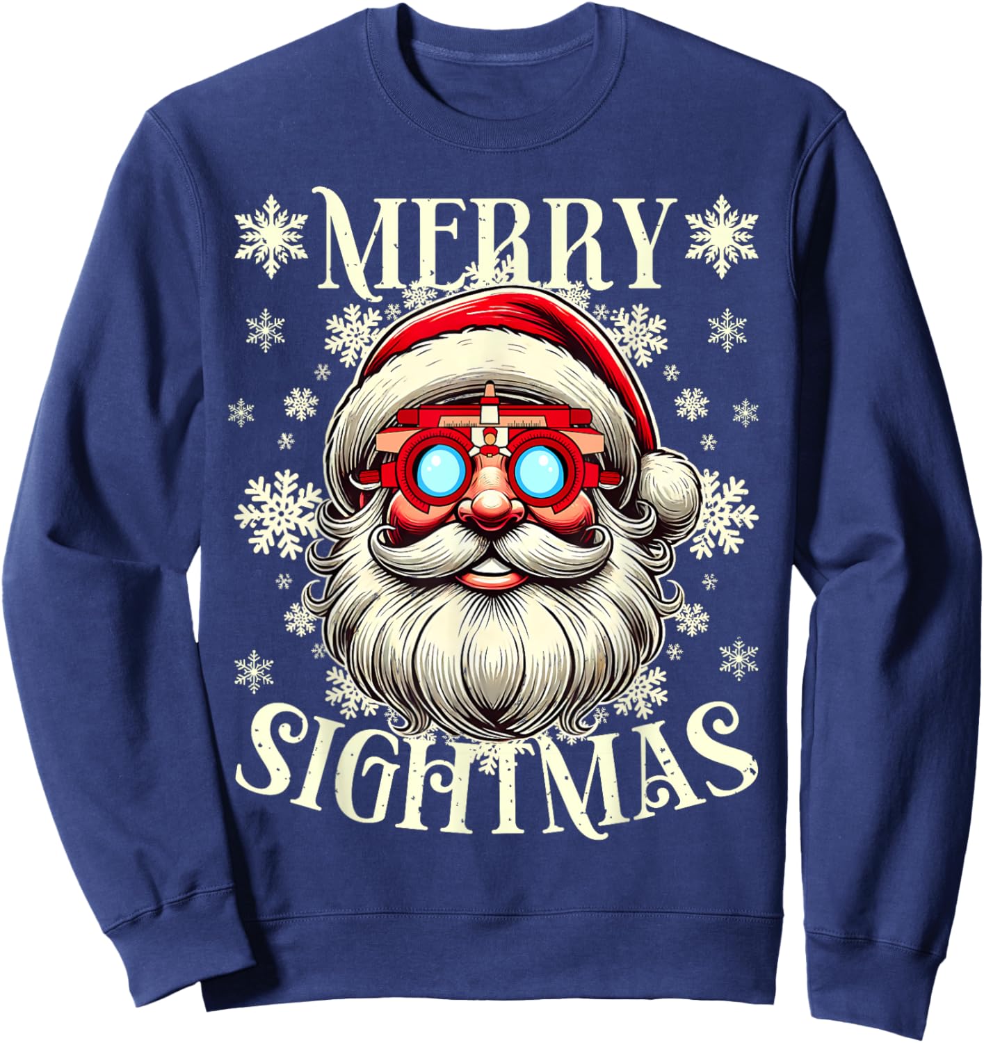 Merry Sightmas Santa Optometry Christmas Shirt Eye Doctor Sweatshirt - Sweatshirt | Navy