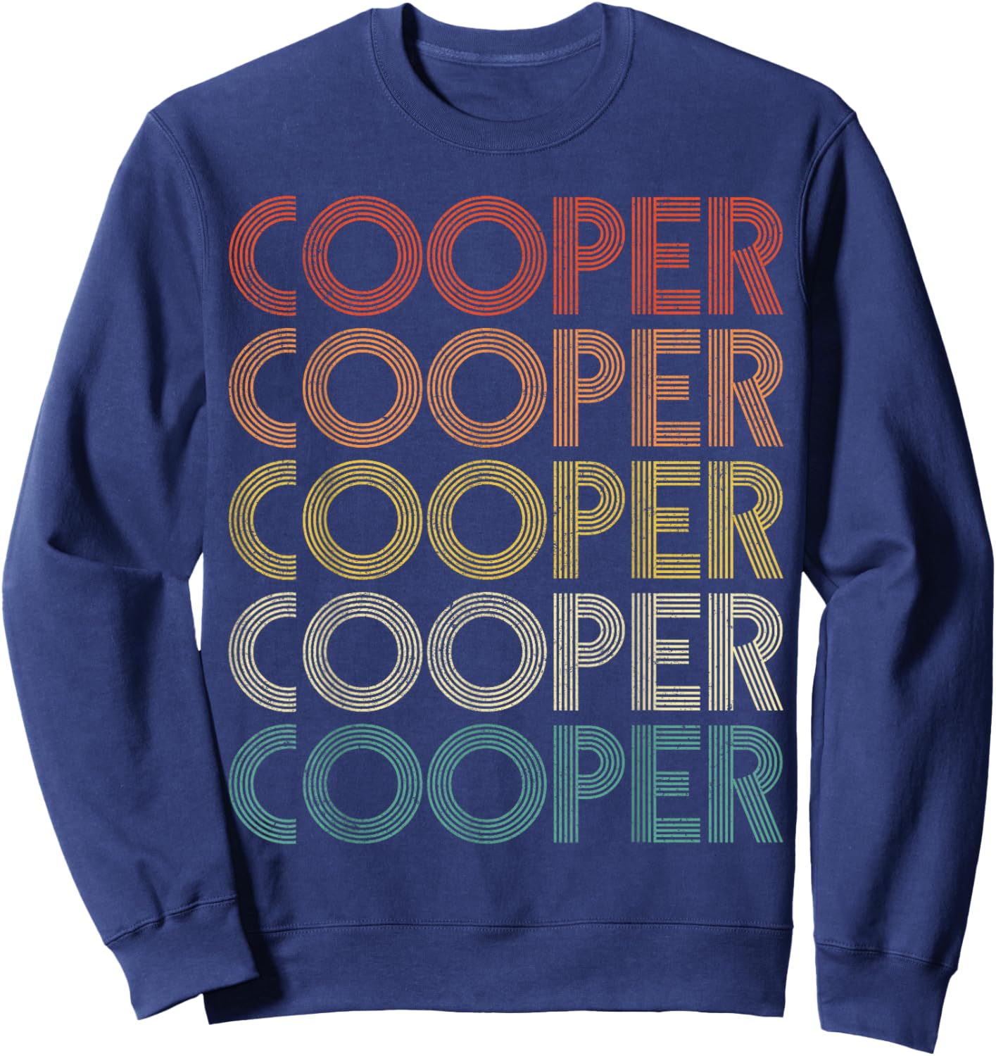 Cooper - Gifts Vintage Retro , -Adults/Kids, Black, Small, Short Sleeve Sweatshirt - Sweatshirt | Navy