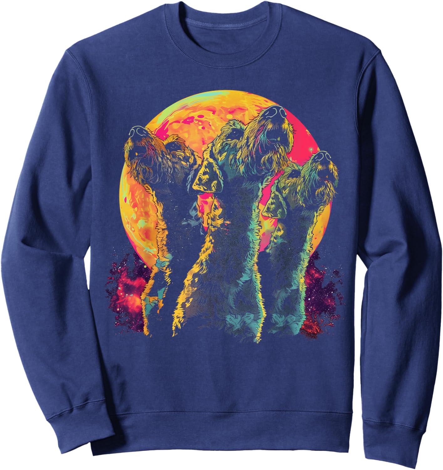 Airedale Terrier Dog Howling Moon Sweatshirt - Sweatshirt | Navy