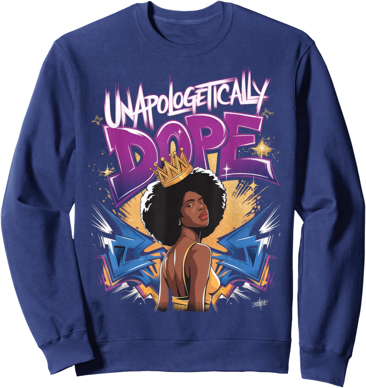 Unapologetically Dope Afro American Sweatshirt - Sweatshirt | Navy