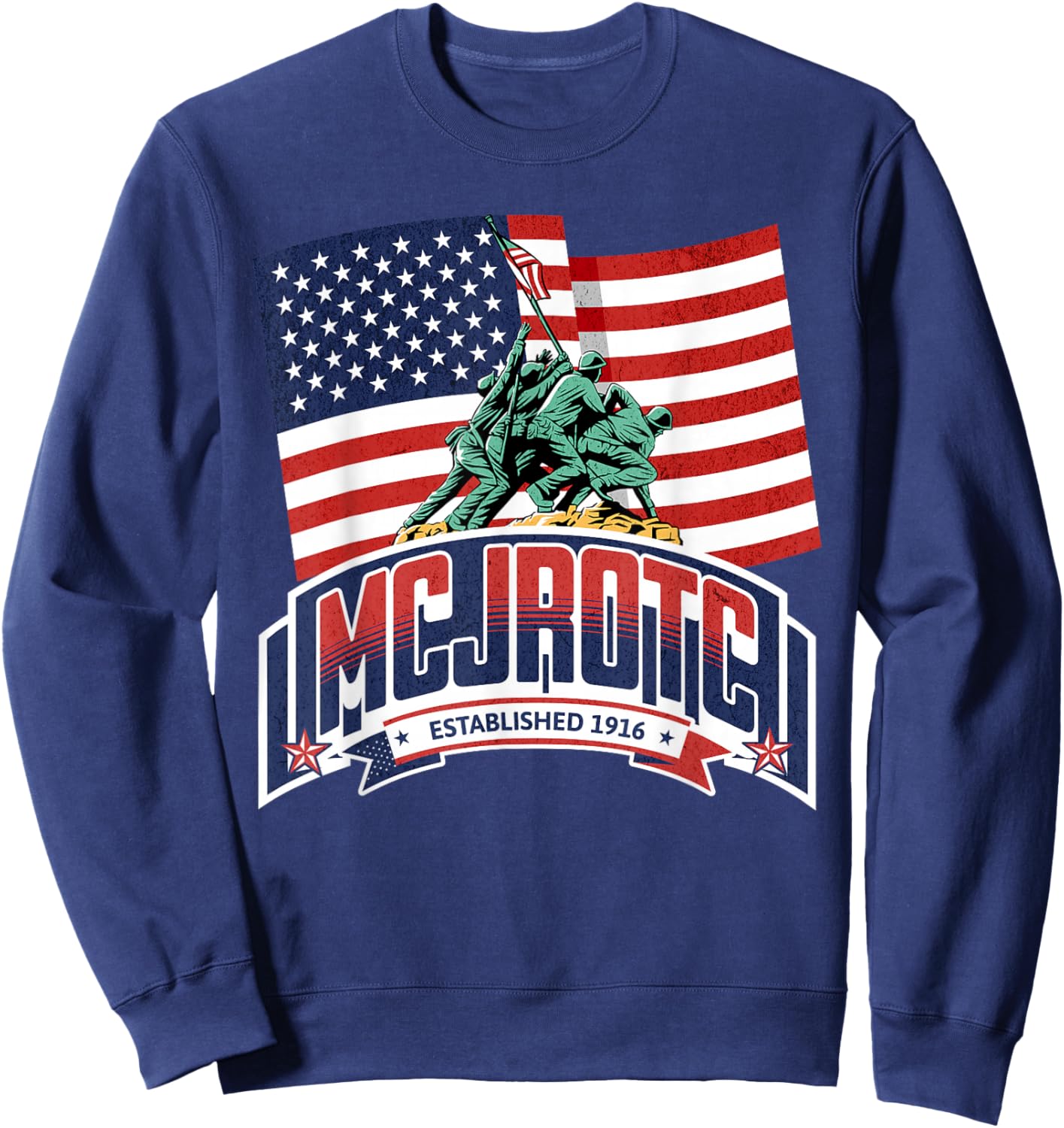 Patriotic MCJROTC Cadet Proud Military American Flag MCJROTC Sweatshirt - Sweatshirt | Navy