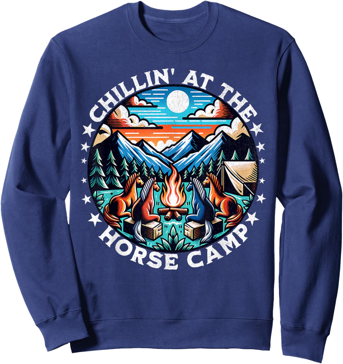 Chillin At The Horse Camp Horses Camping Sweatshirt - Sweatshirt | Navy