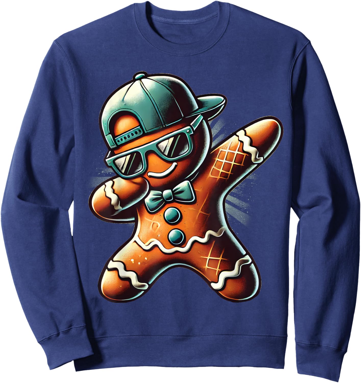Cool Gingerbread Dabbing Funny Christmas Boys Kids Dab Dance Sweatshirt - Sweatshirt | Navy