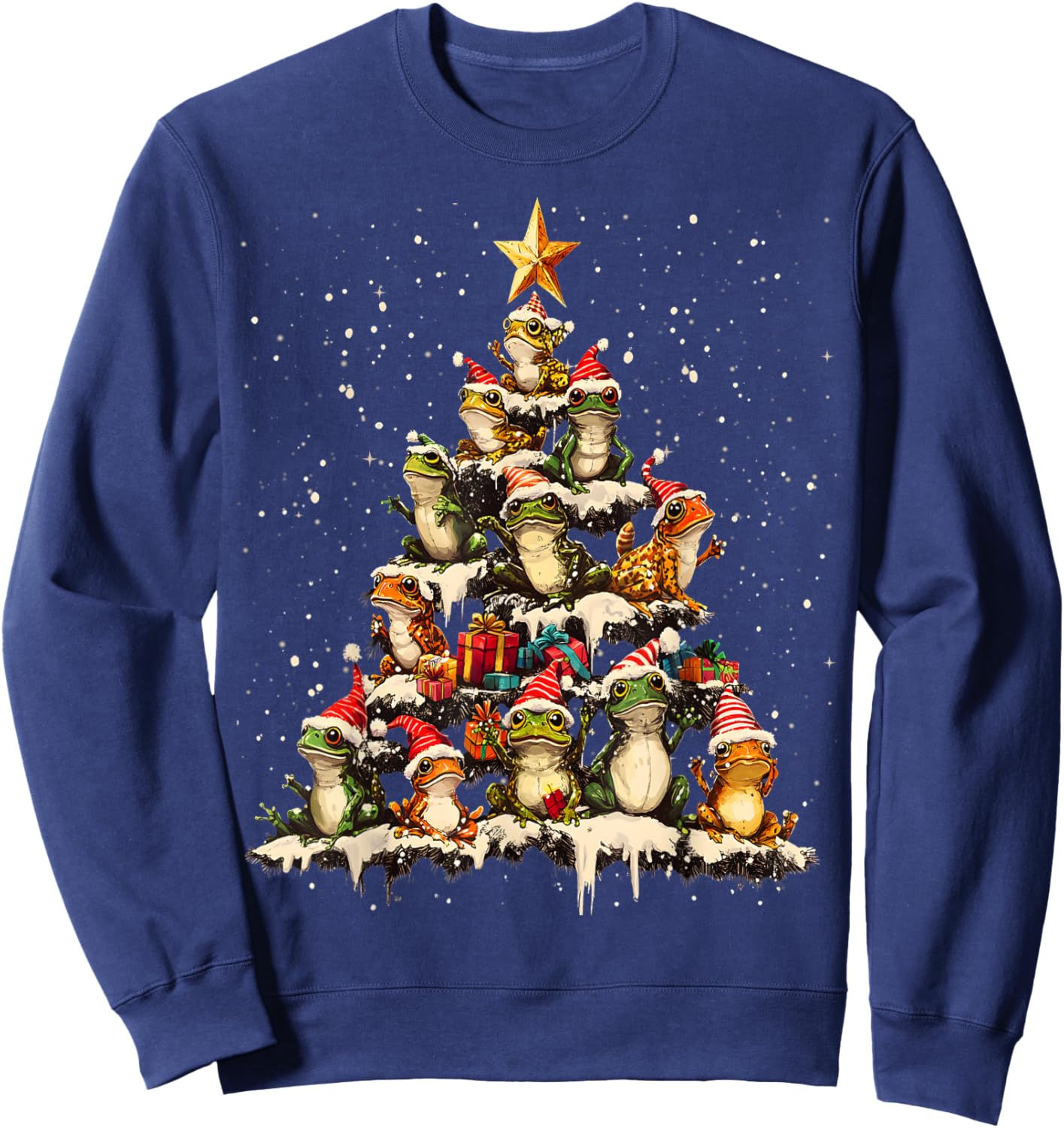Frog Christmas Tree Ornament Decor Xmas Sweatshirt - Sweatshirt | Navy