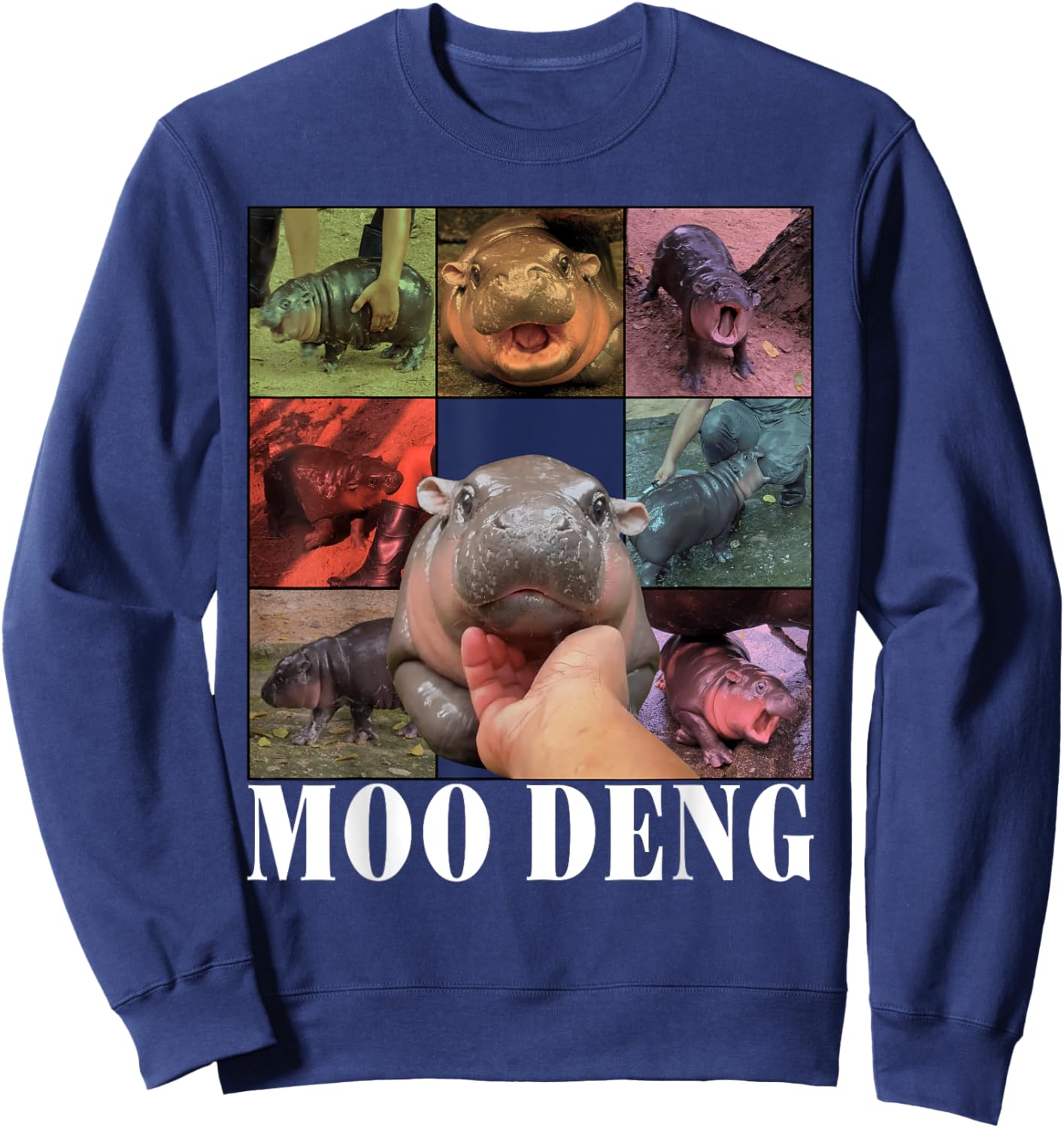 Funny Moo-Deng Baby Pygmy Hippo Cute Zoo For Family Sweatshirt - Sweatshirt | Navy