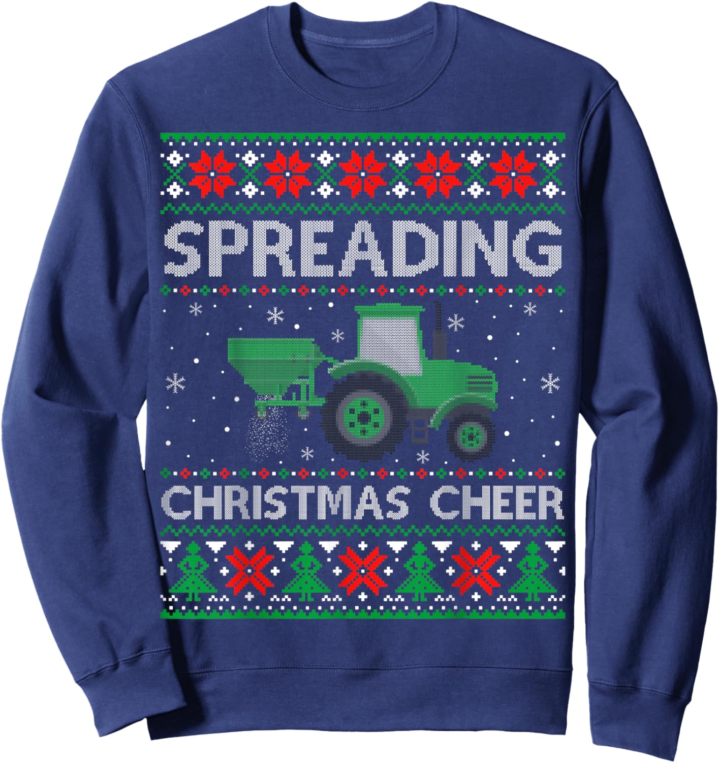 Spreading Christmas Cheer Farming Tractor Ugly Sweatshirt - Sweatshirt | Navy