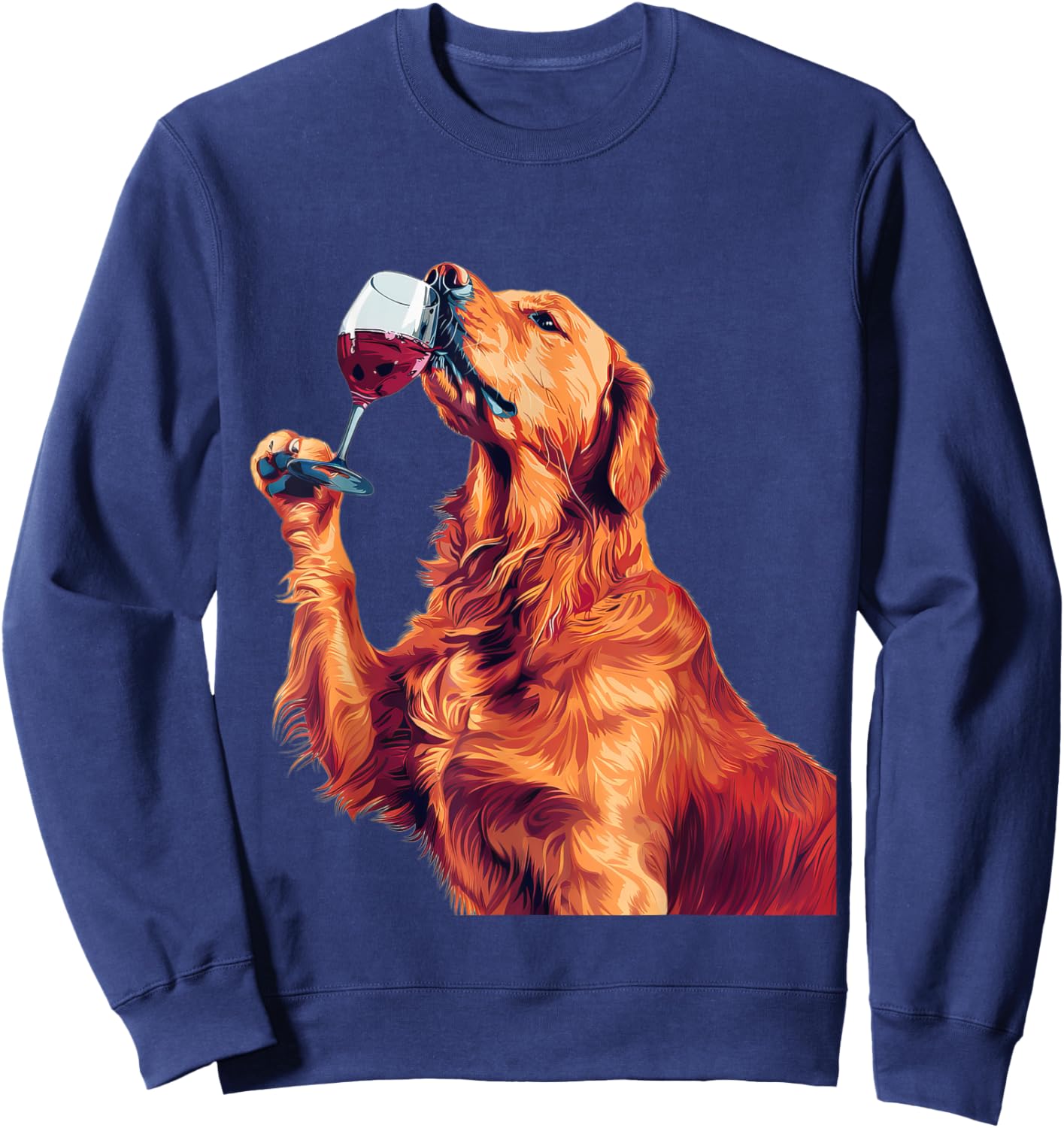 Golden Retriever Wine Sweatshirt - Sweatshirt | Navy